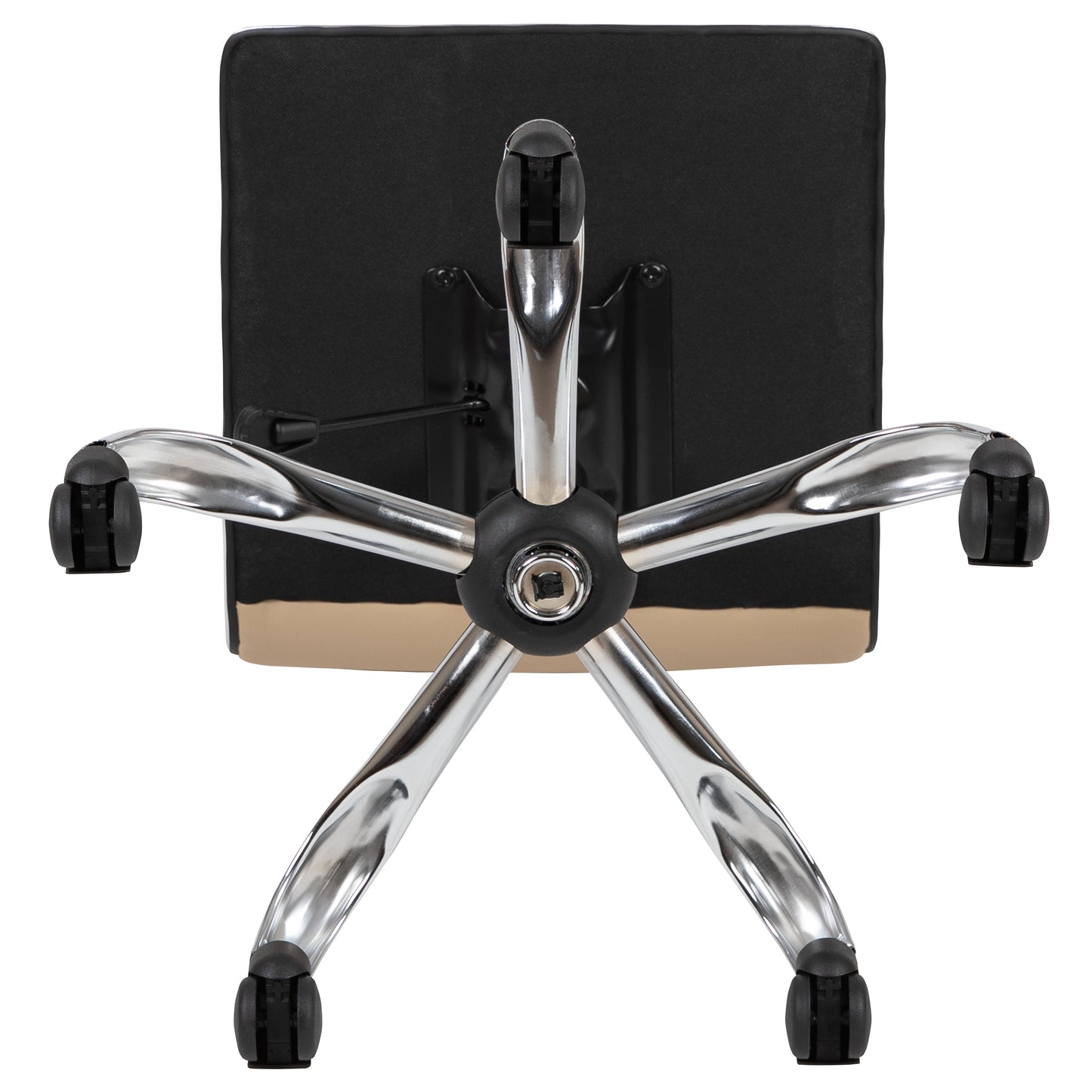 Alan Low Back Designer Armless Tan Ribbed Swivel Task Office Chair Tan Vinyl/Chrome Frame