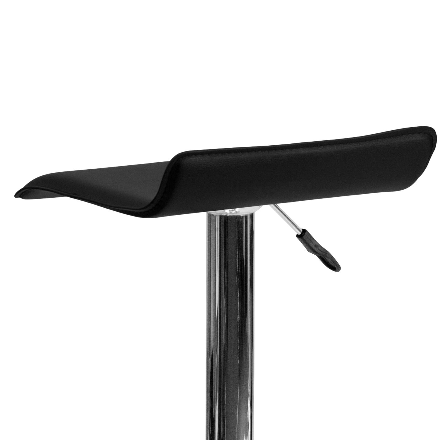 Dax Contemporary Black Vinyl Adjustable Height Barstool with Solid Wave Seat and Chrome Base Black