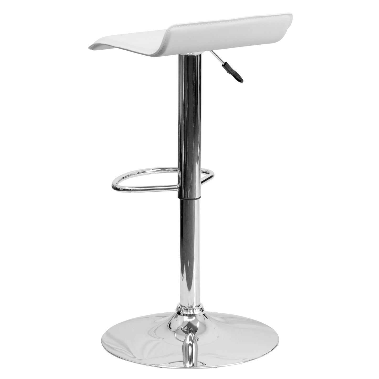 Dax Contemporary White Vinyl Adjustable Height Barstool with Solid Wave Seat and Chrome Base White