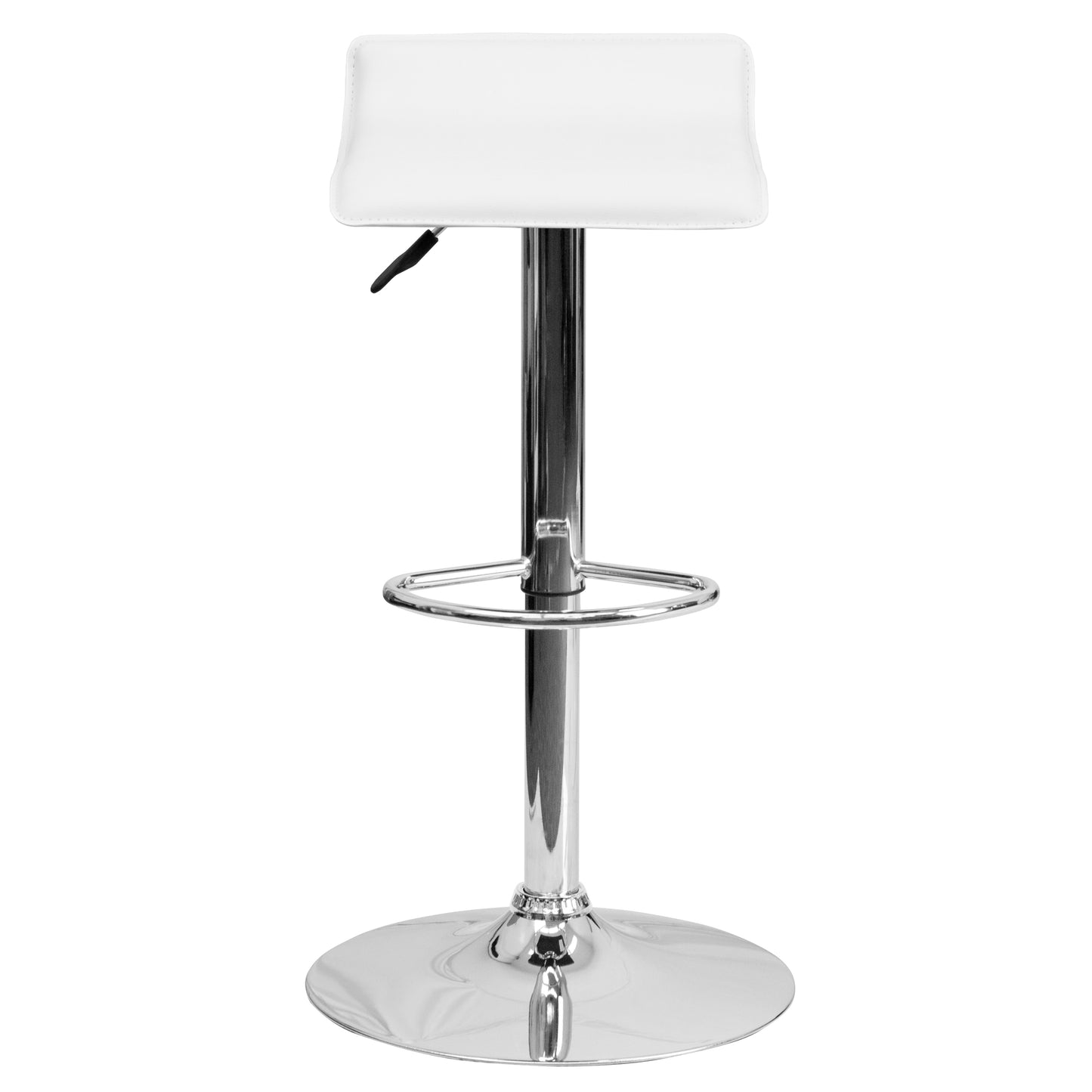 Dax Contemporary White Vinyl Adjustable Height Barstool with Solid Wave Seat and Chrome Base White