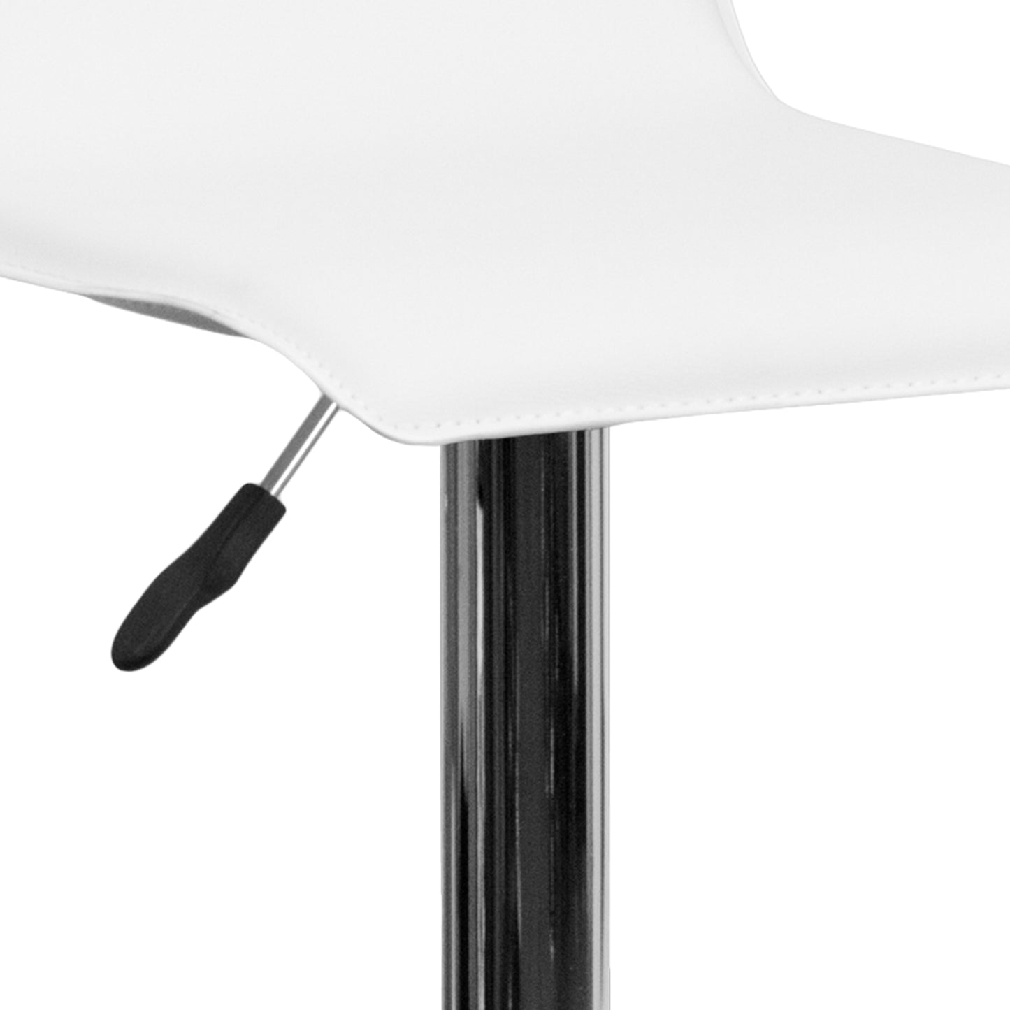 Dax Contemporary White Vinyl Adjustable Height Barstool with Solid Wave Seat and Chrome Base White