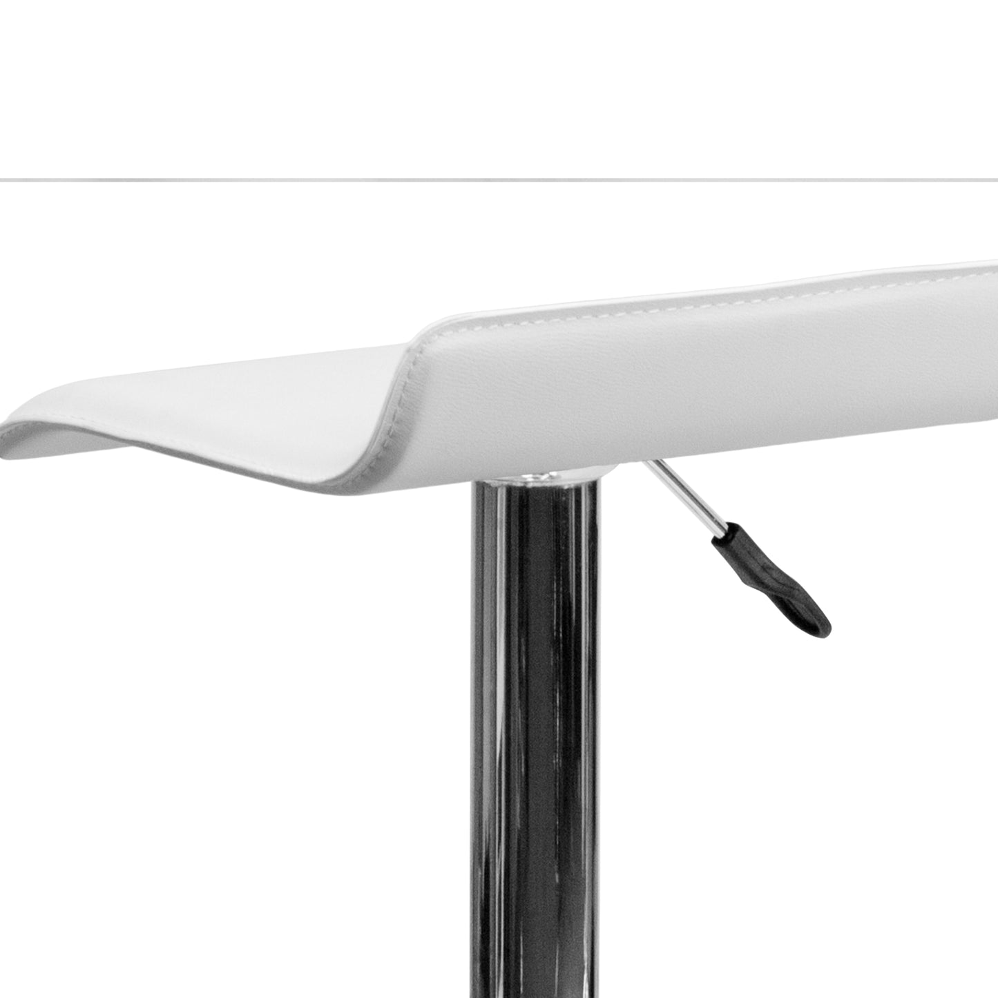 Dax Contemporary White Vinyl Adjustable Height Barstool with Solid Wave Seat and Chrome Base White