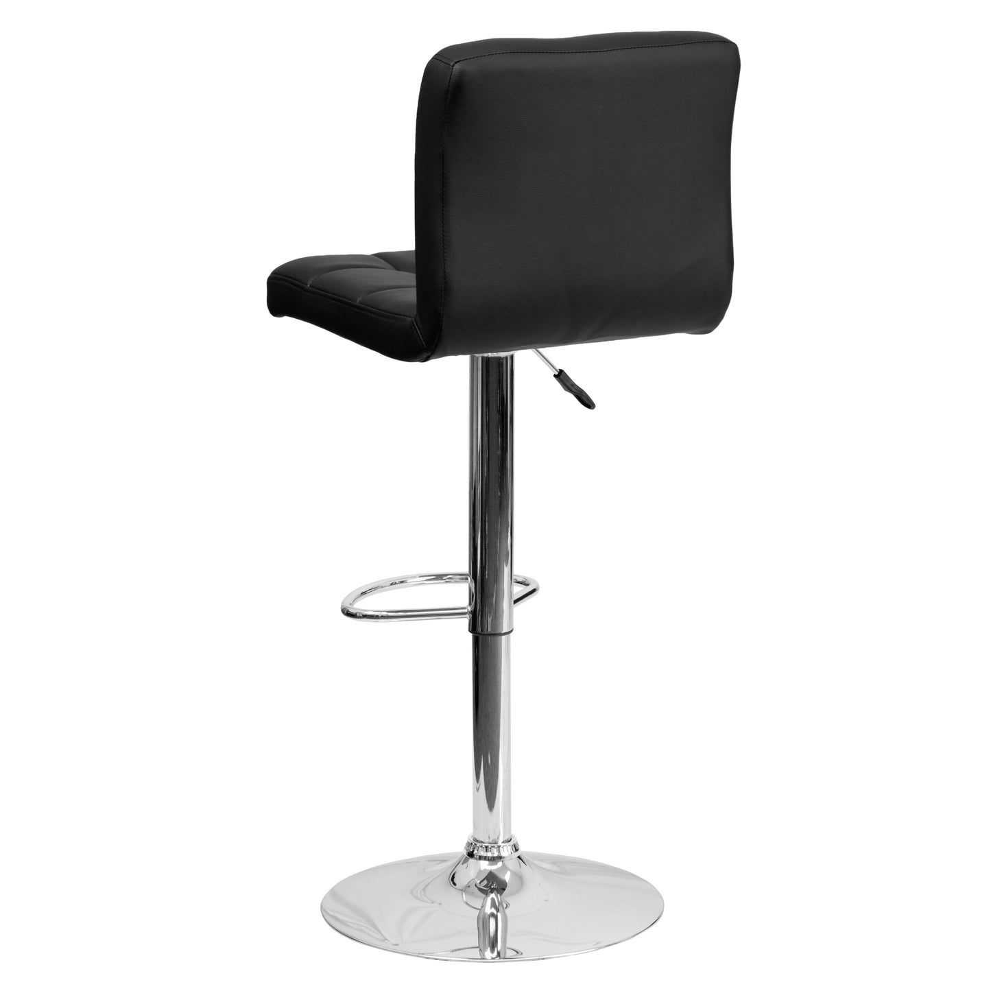 Kathleen Contemporary Black Quilted Vinyl Adjustable Height Barstool with Chrome Base Black