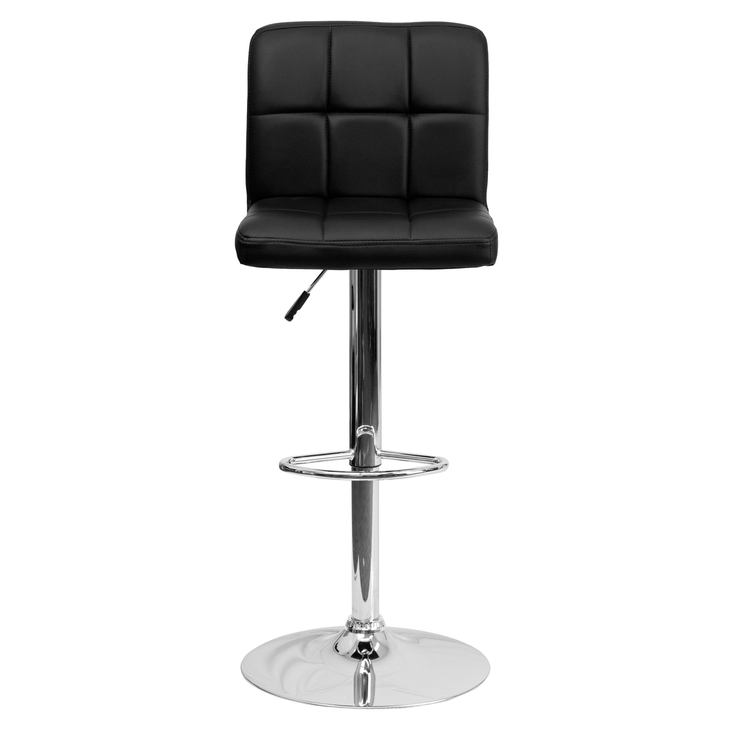 Kathleen Contemporary Black Quilted Vinyl Adjustable Height Barstool with Chrome Base Black