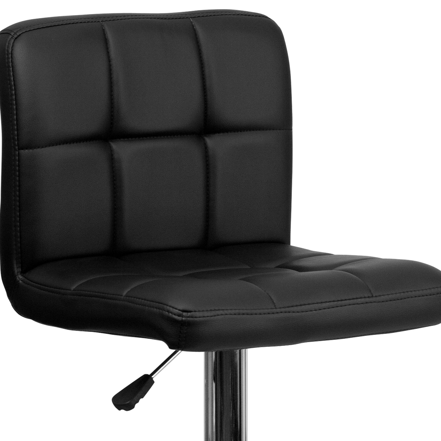 Kathleen Contemporary Black Quilted Vinyl Adjustable Height Barstool with Chrome Base Black