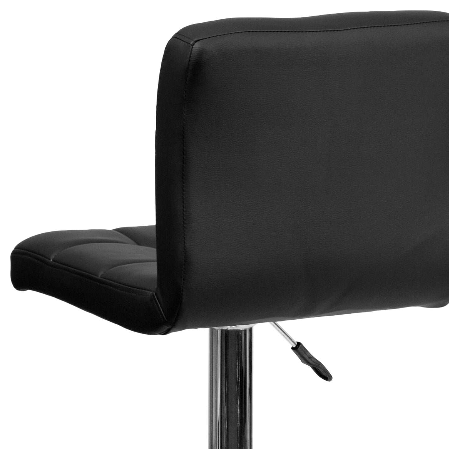 Kathleen Contemporary Black Quilted Vinyl Adjustable Height Barstool with Chrome Base Black