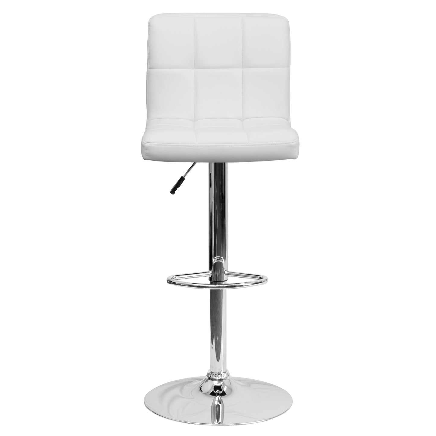 Kathleen Contemporary White Quilted Vinyl Adjustable Height Barstool with Chrome Base White
