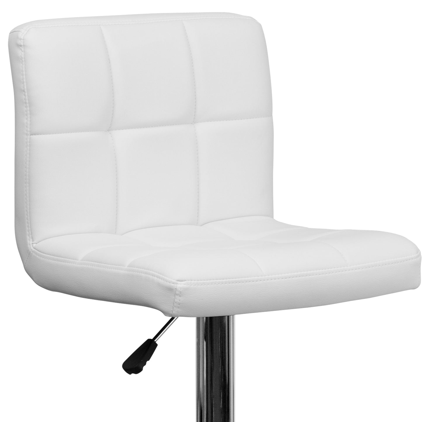 Kathleen Contemporary White Quilted Vinyl Adjustable Height Barstool with Chrome Base White