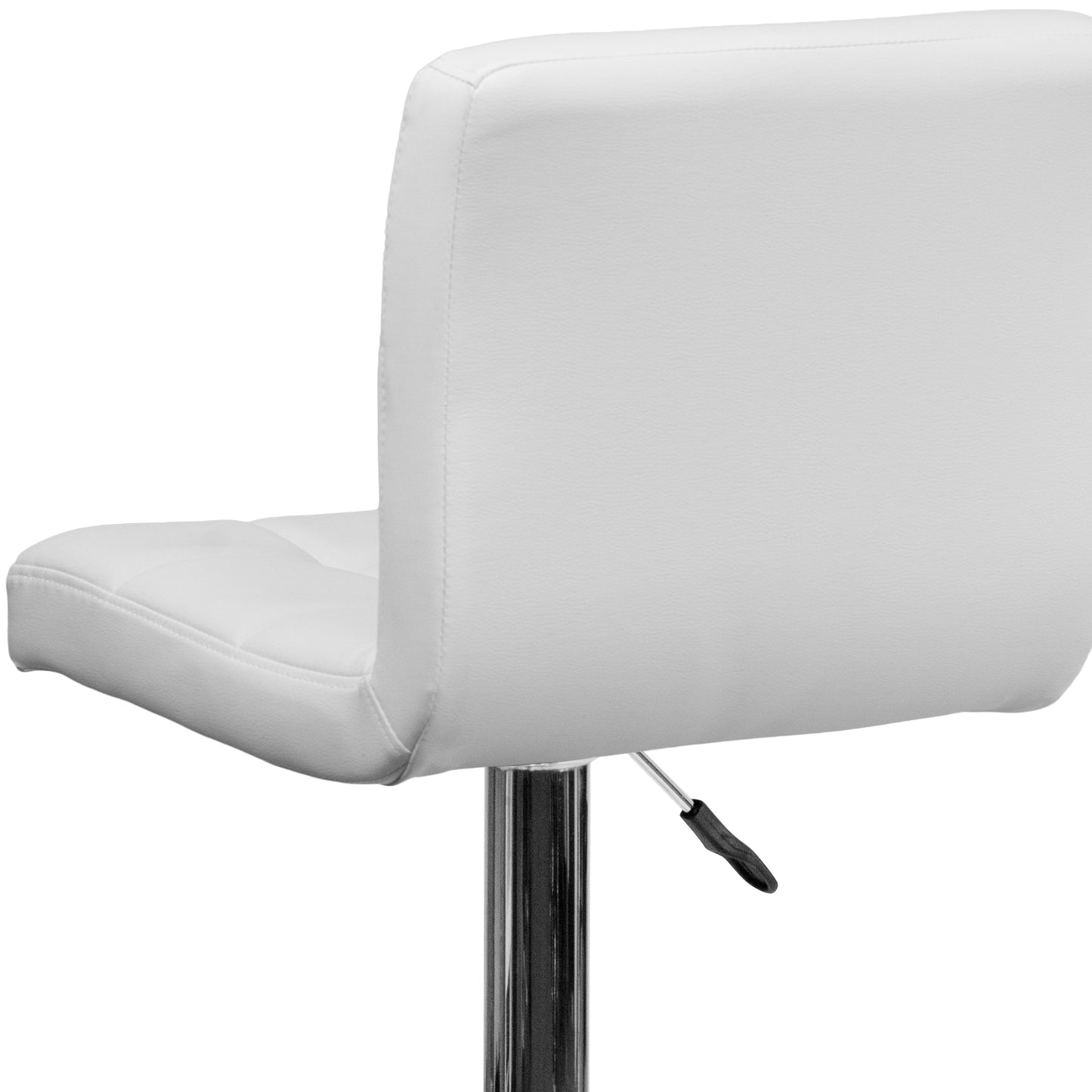 Kathleen Contemporary White Quilted Vinyl Adjustable Height Barstool with Chrome Base White