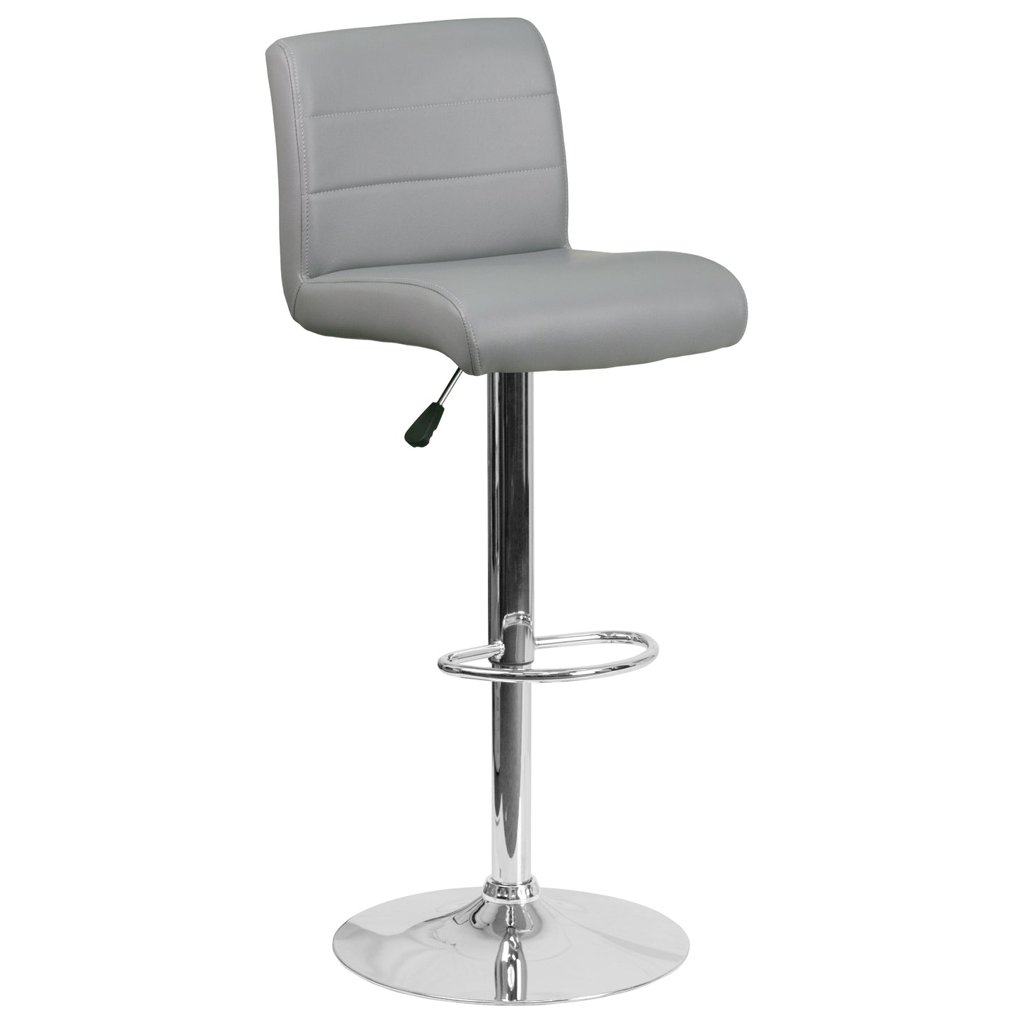 Scott Contemporary Gray Vinyl Adjustable Height Barstool with Rolled Seat and Chrome Base Gray