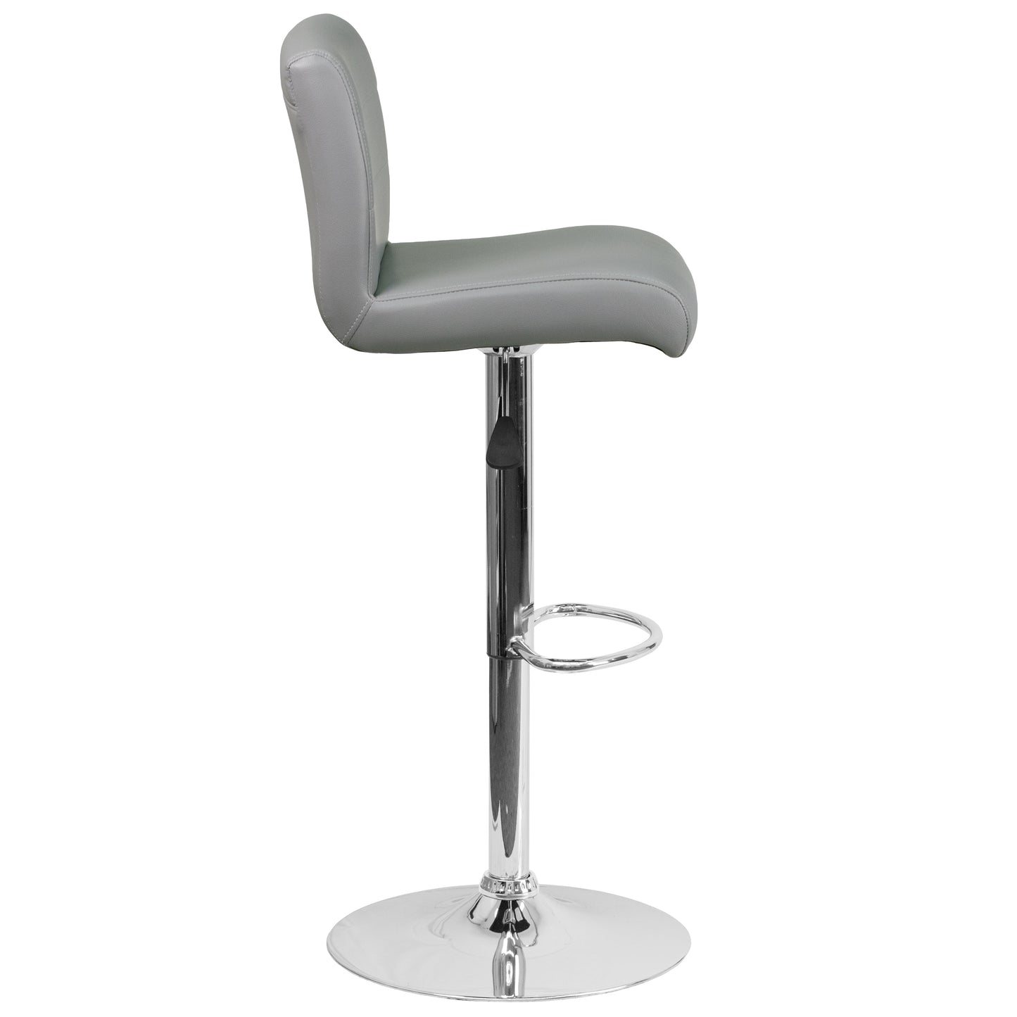 Scott Contemporary Gray Vinyl Adjustable Height Barstool with Rolled Seat and Chrome Base Gray