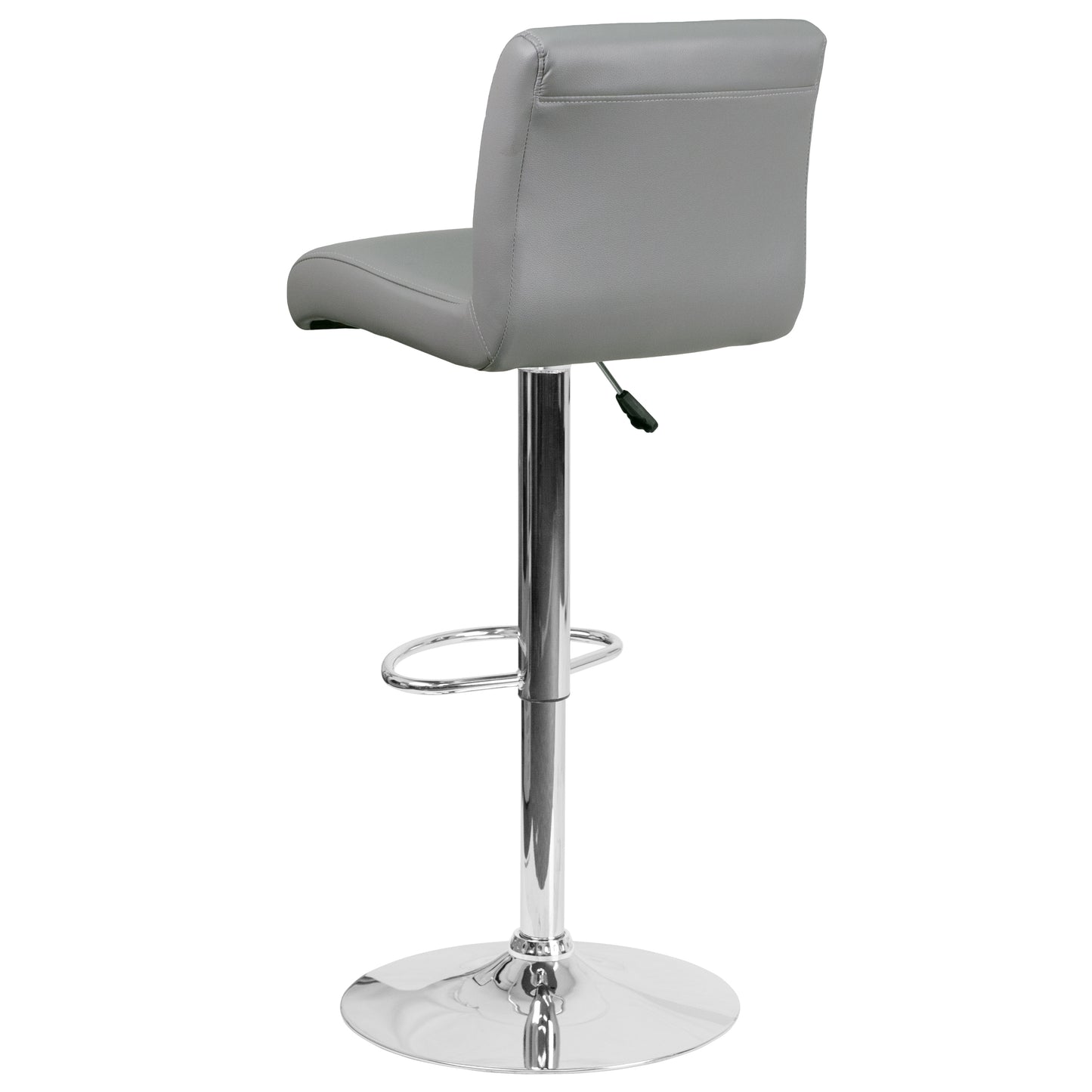 Scott Contemporary Gray Vinyl Adjustable Height Barstool with Rolled Seat and Chrome Base Gray