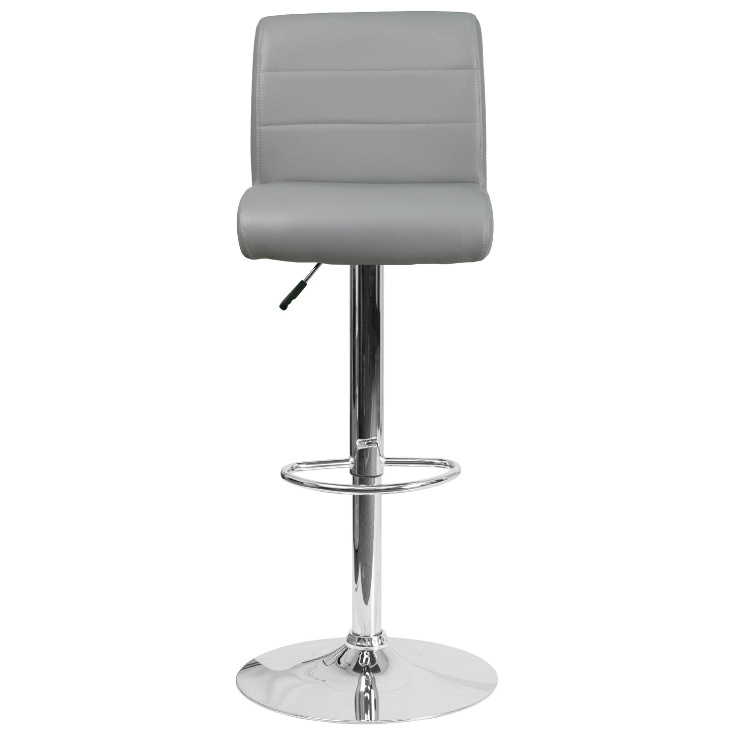 Scott Contemporary Gray Vinyl Adjustable Height Barstool with Rolled Seat and Chrome Base Gray