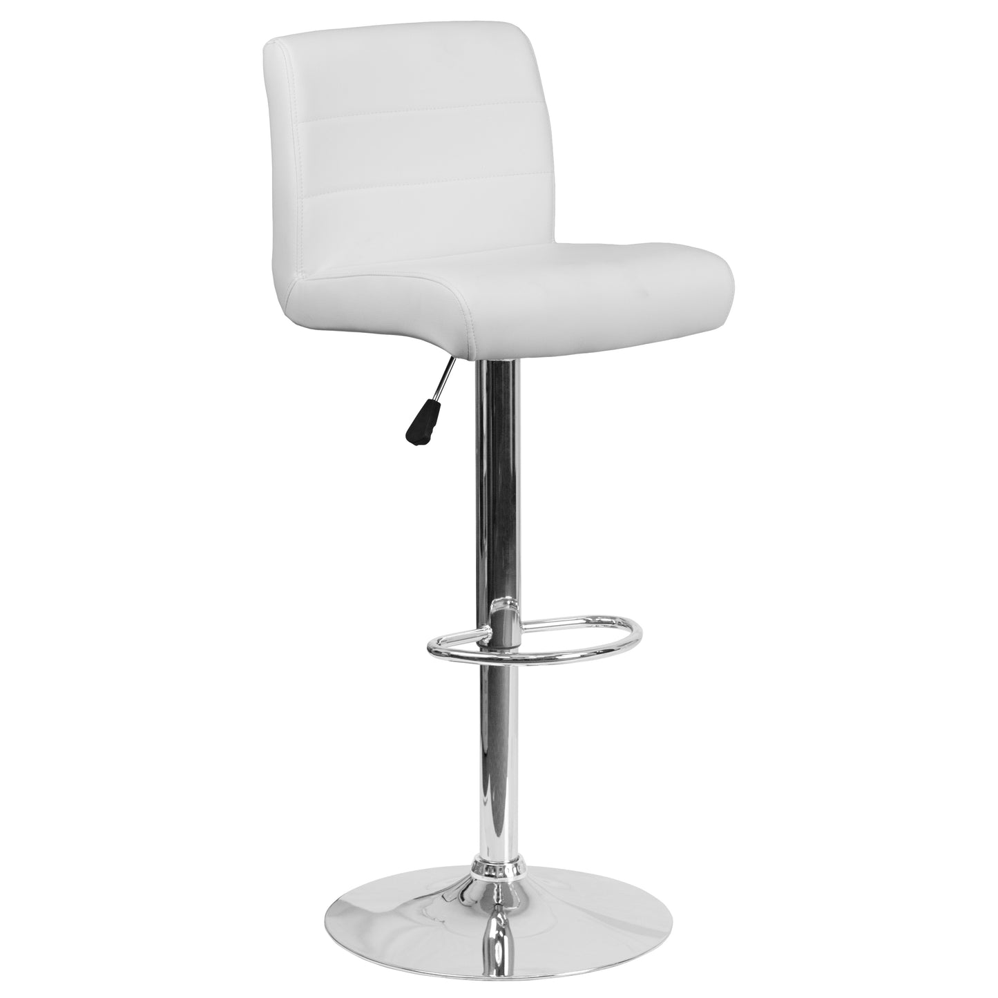 Scott Contemporary White Vinyl Adjustable Height Barstool with Rolled Seat and Chrome Base White