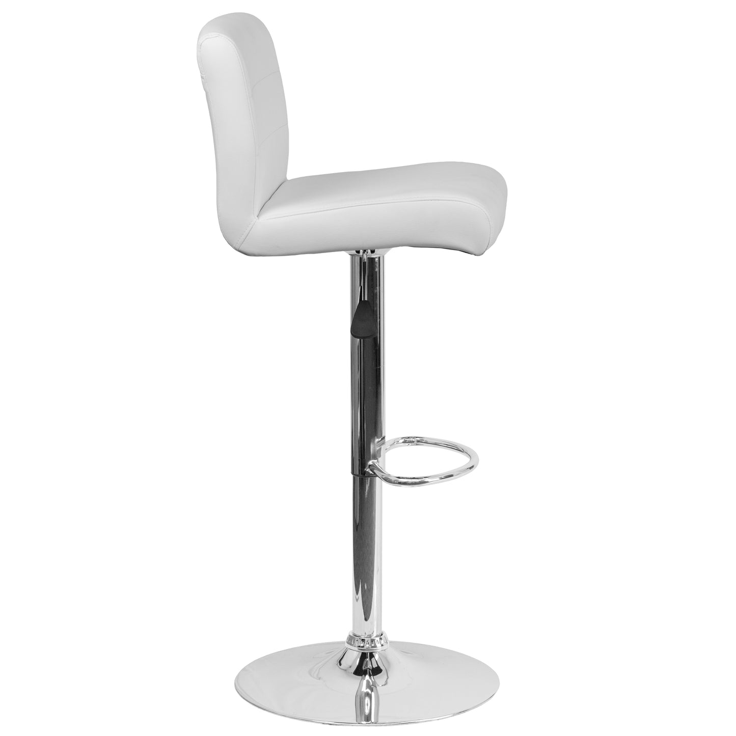 Scott Contemporary White Vinyl Adjustable Height Barstool with Rolled Seat and Chrome Base White