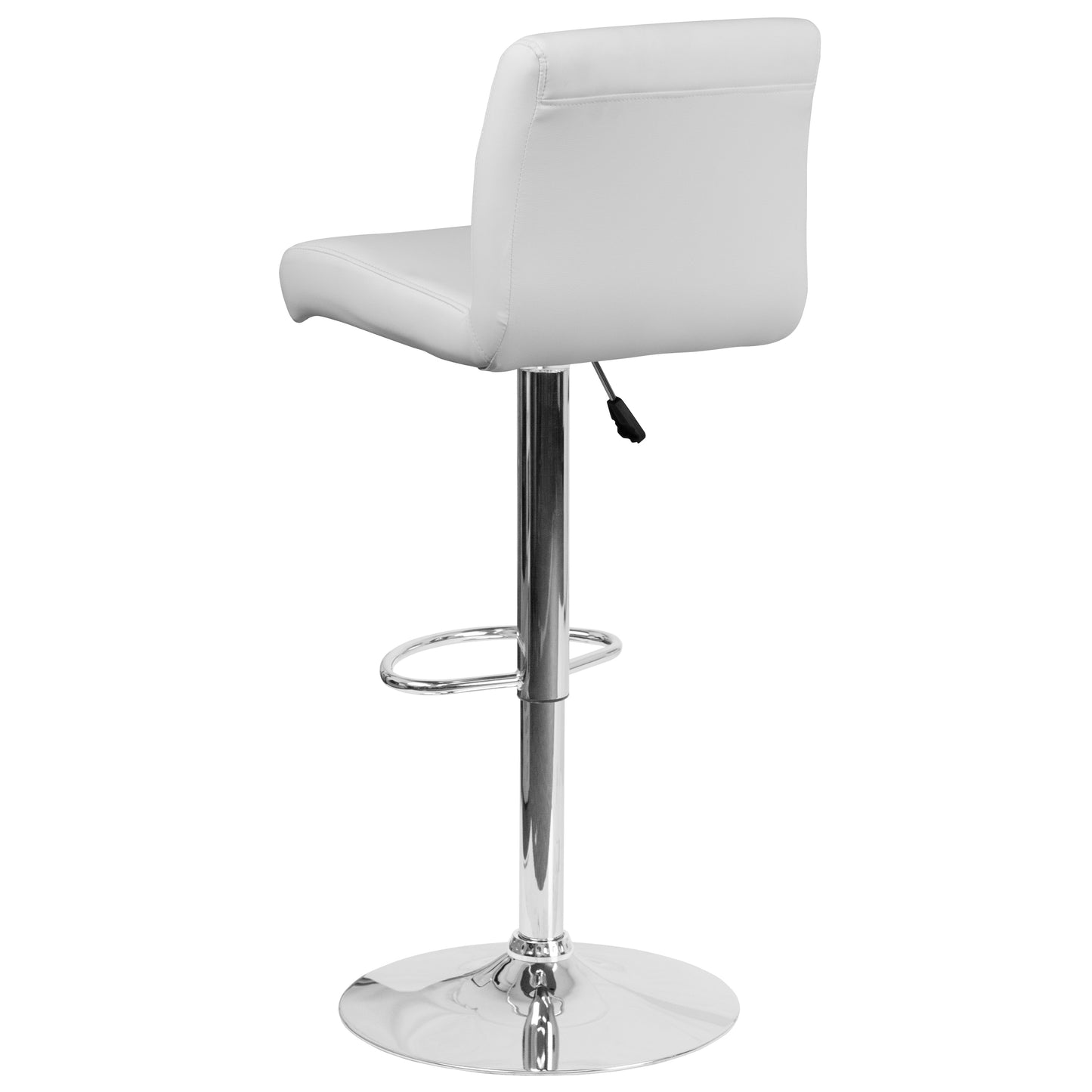 Scott Contemporary White Vinyl Adjustable Height Barstool with Rolled Seat and Chrome Base White