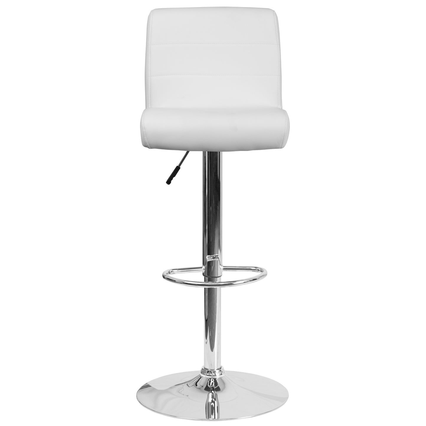 Scott Contemporary White Vinyl Adjustable Height Barstool with Rolled Seat and Chrome Base White