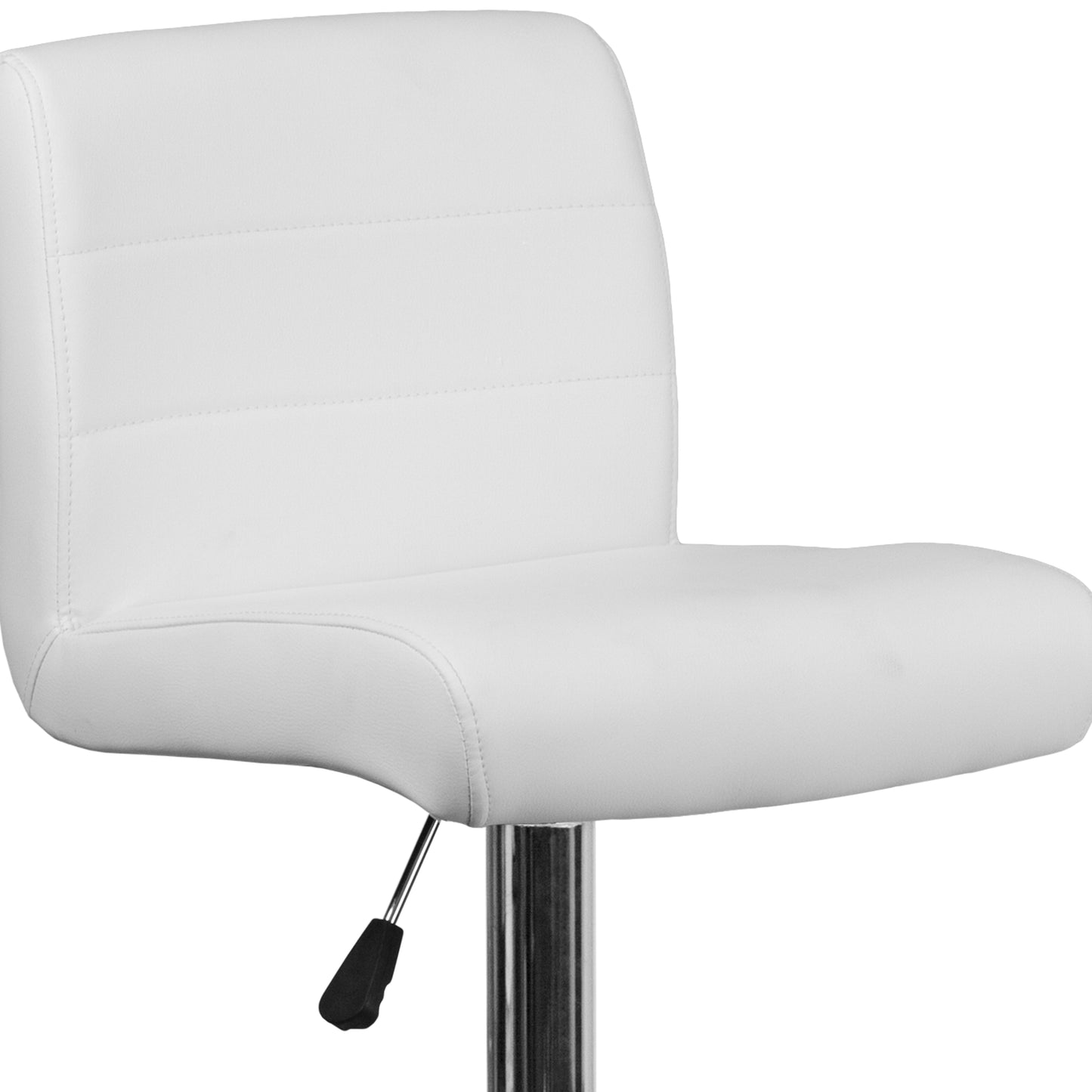 Scott Contemporary White Vinyl Adjustable Height Barstool with Rolled Seat and Chrome Base White