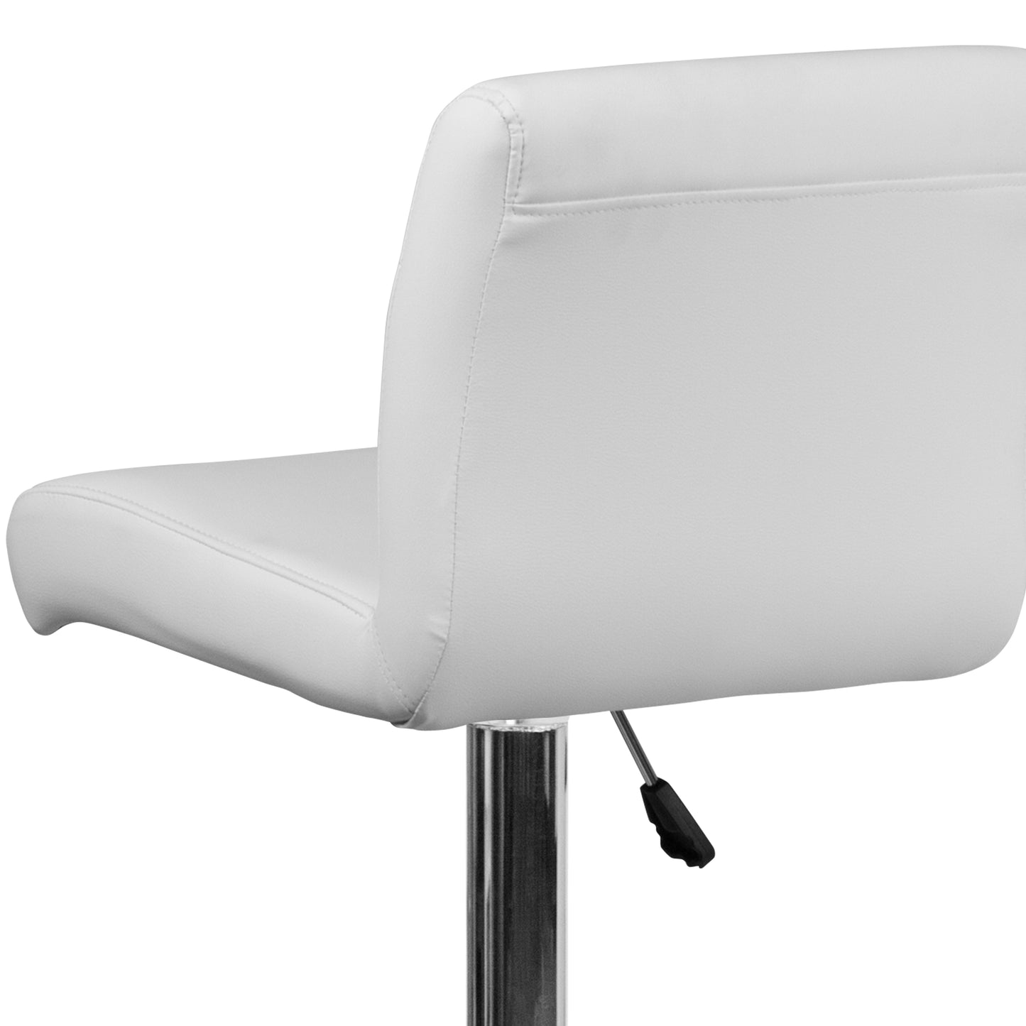 Scott Contemporary White Vinyl Adjustable Height Barstool with Rolled Seat and Chrome Base White