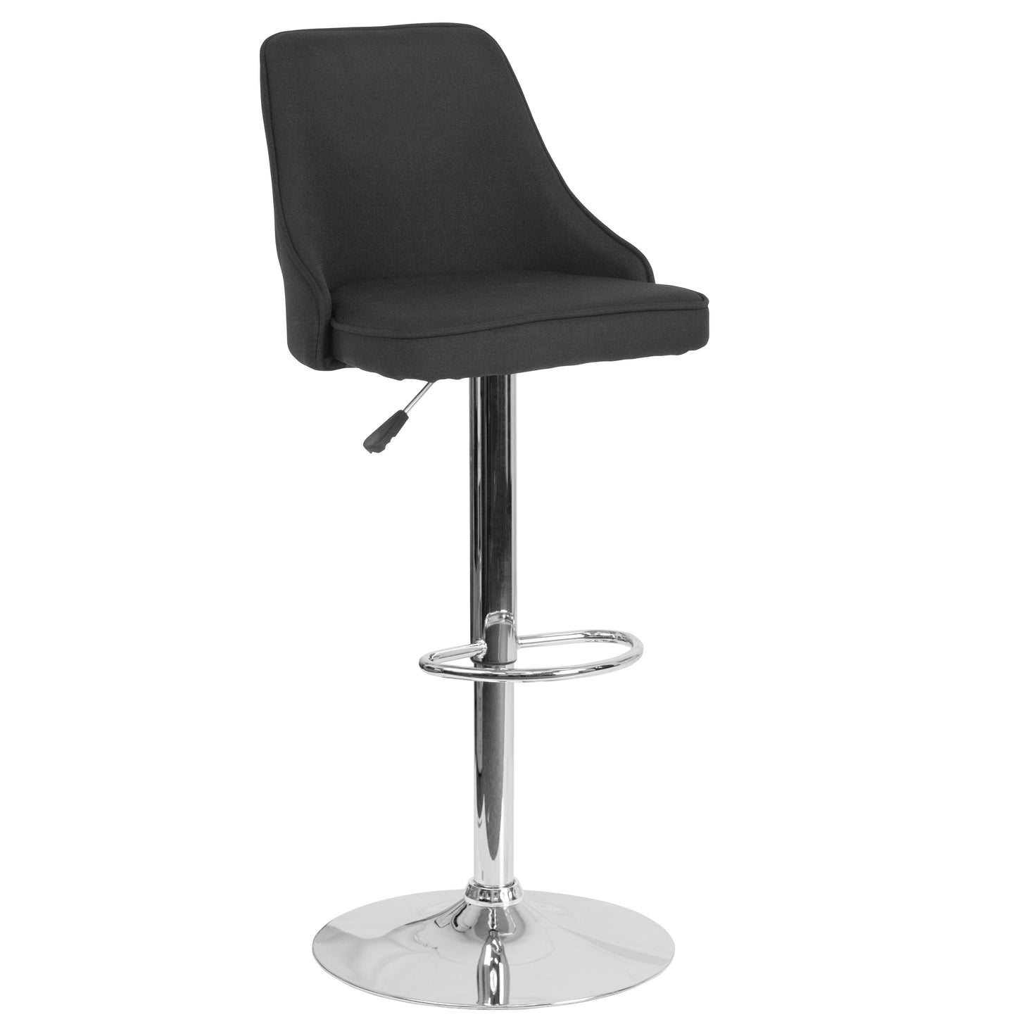 Trieste Contemporary Adjustable Height Barstool in Black Fabric Black Fabric