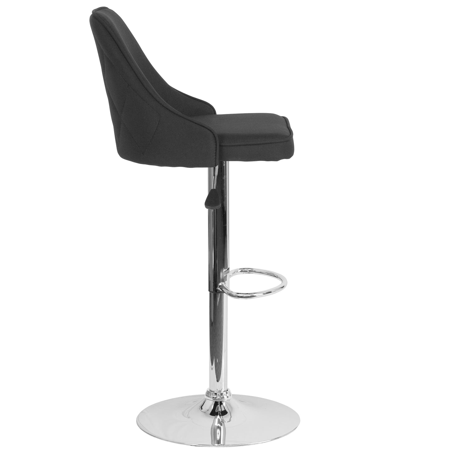 Trieste Contemporary Adjustable Height Barstool in Black Fabric Black Fabric