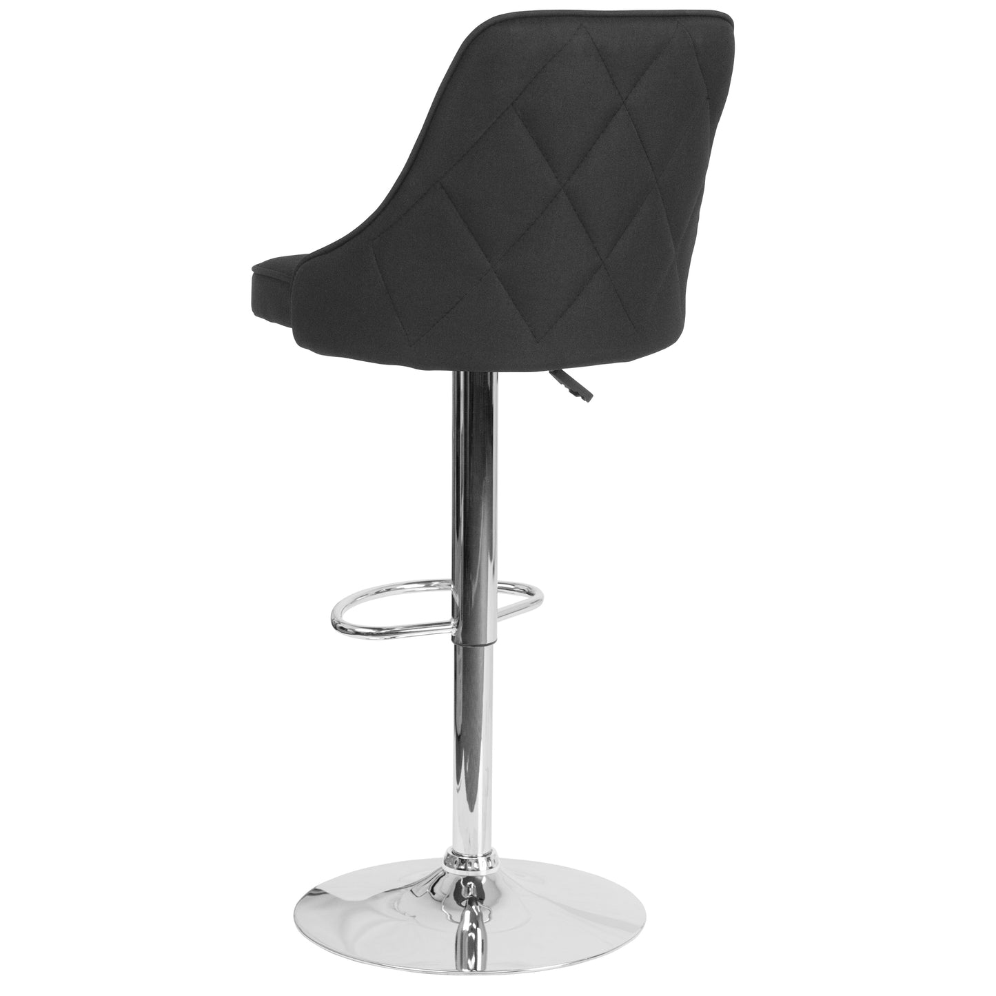 Trieste Contemporary Adjustable Height Barstool in Black Fabric Black Fabric