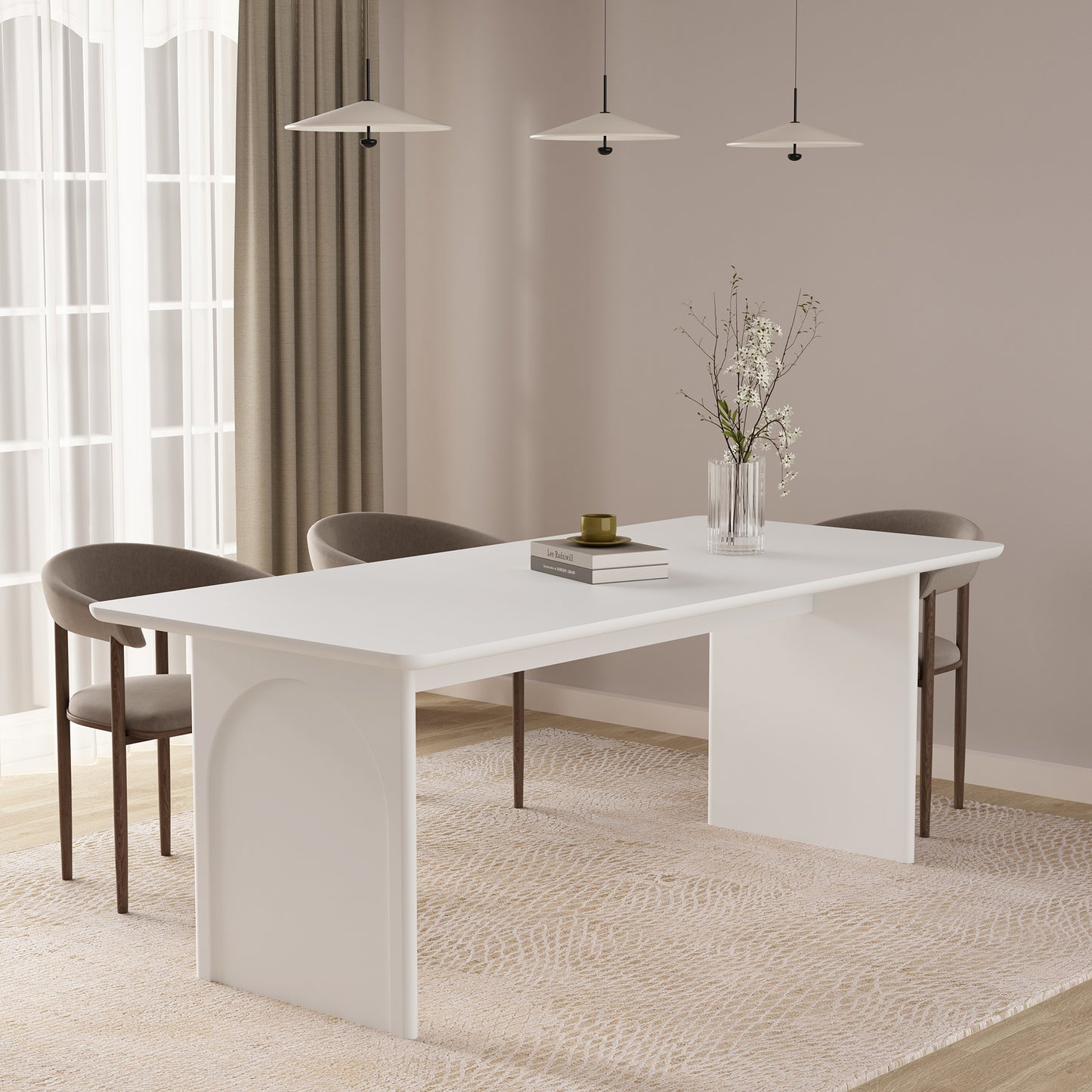 Ella Modern 79" Dining Table in White DT006-WH