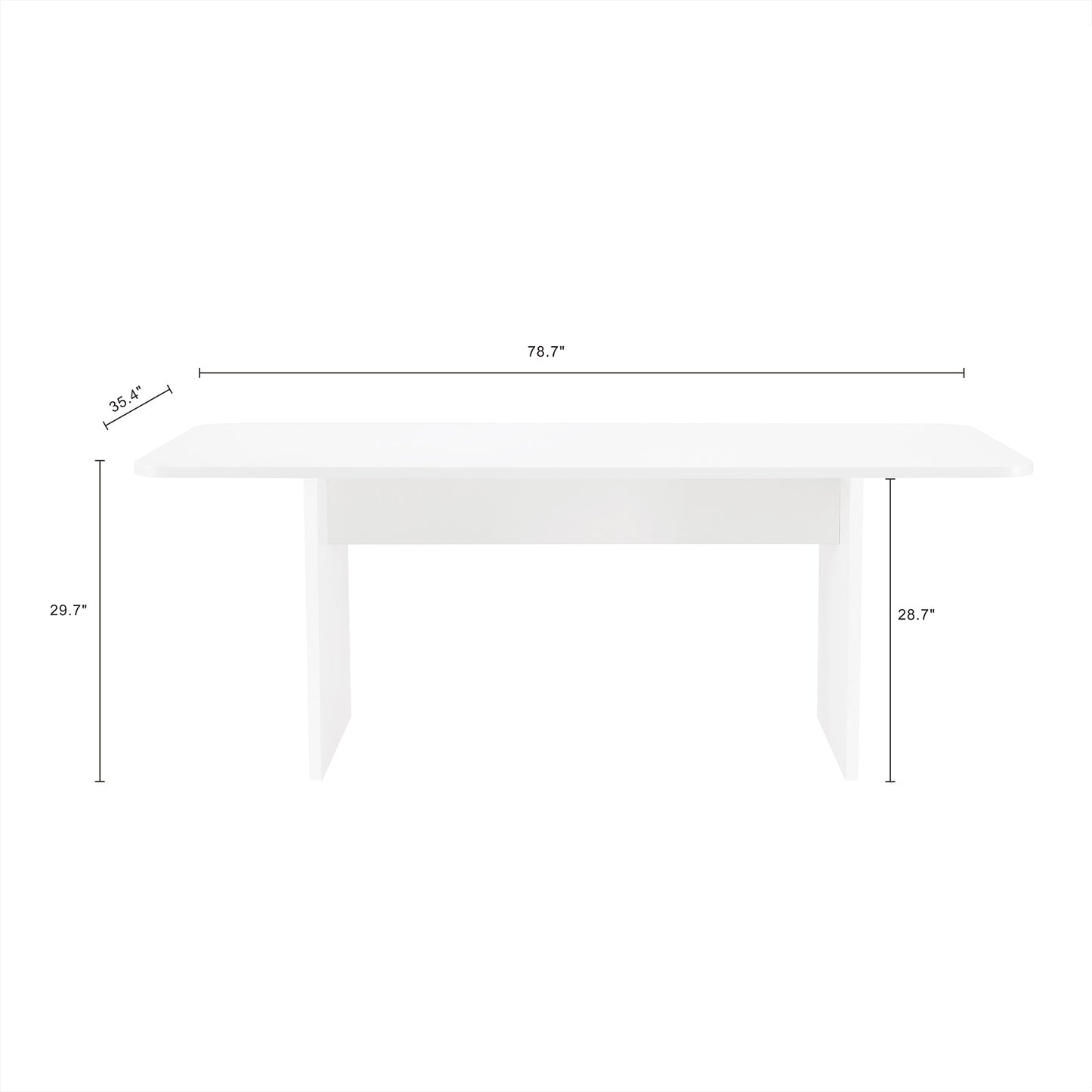 Ella Modern 79" Dining Table in White DT006-WH