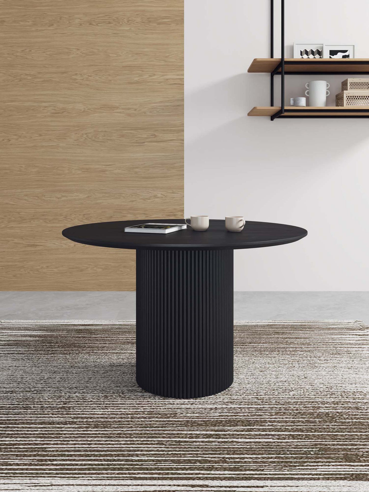Hathaway Modern Industry Chic 47" Round Dining Table in Black DT03-BK