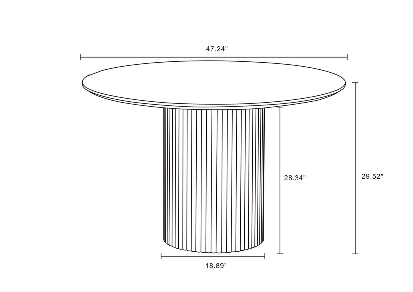 Manhattan Comfort Hathaway Modern 47.24 Solid Wood Round Dining Table in Black DT03-BK