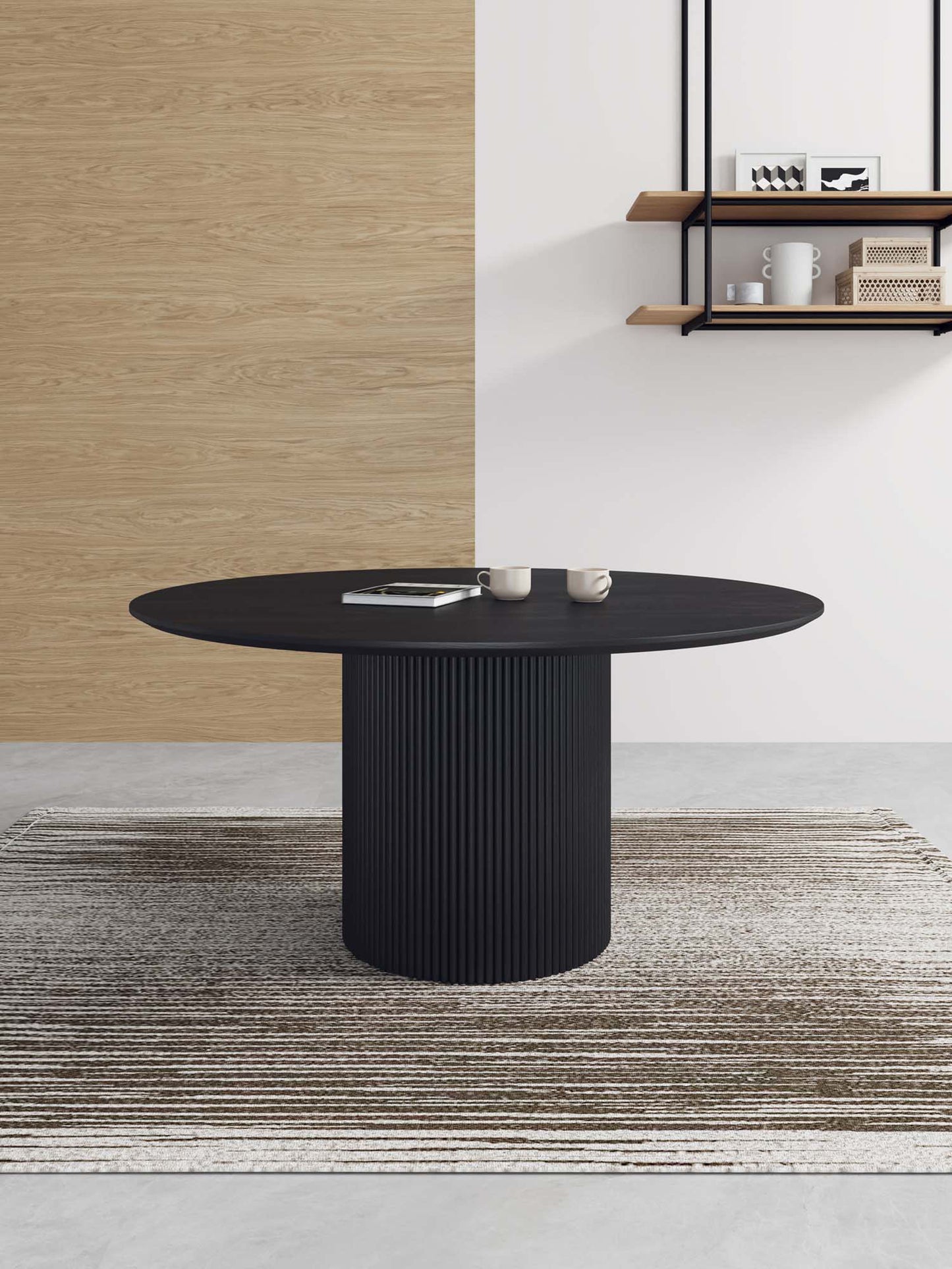 Hathaway Modern Industry Chic 59" Round Dining Table in Black DT05-BK