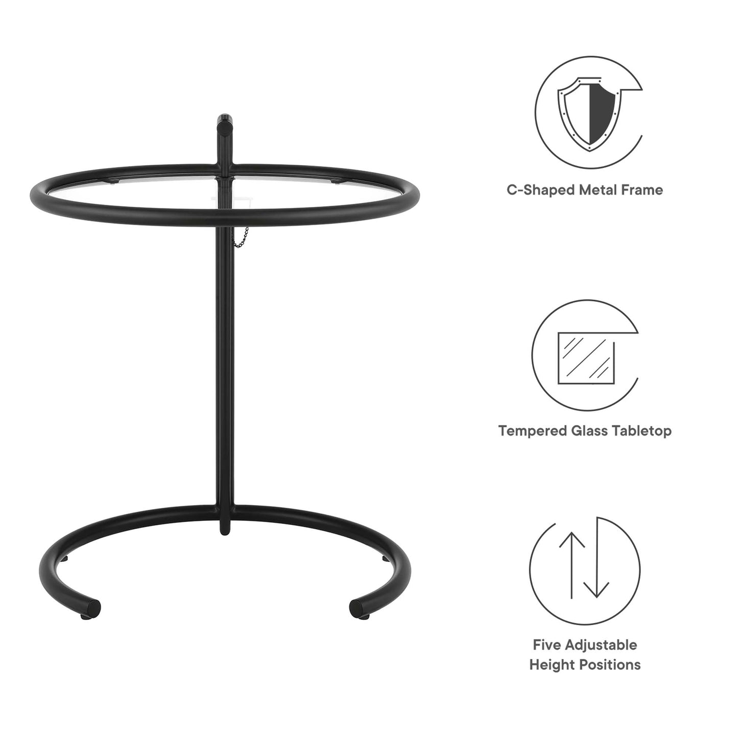 Eileen Gray Metal Side Table by Modway EEI-125-BLK