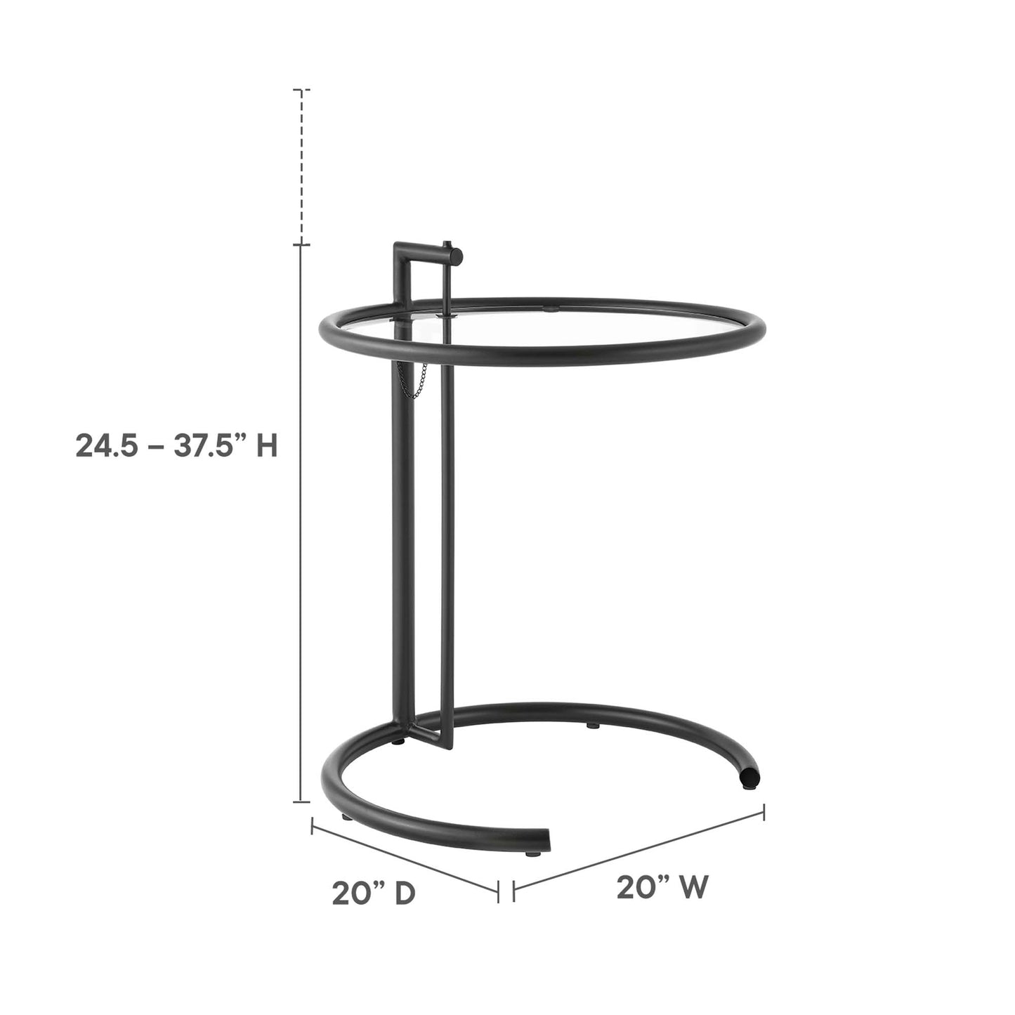 Eileen Gray Metal Side Table by Modway EEI-125-BLK