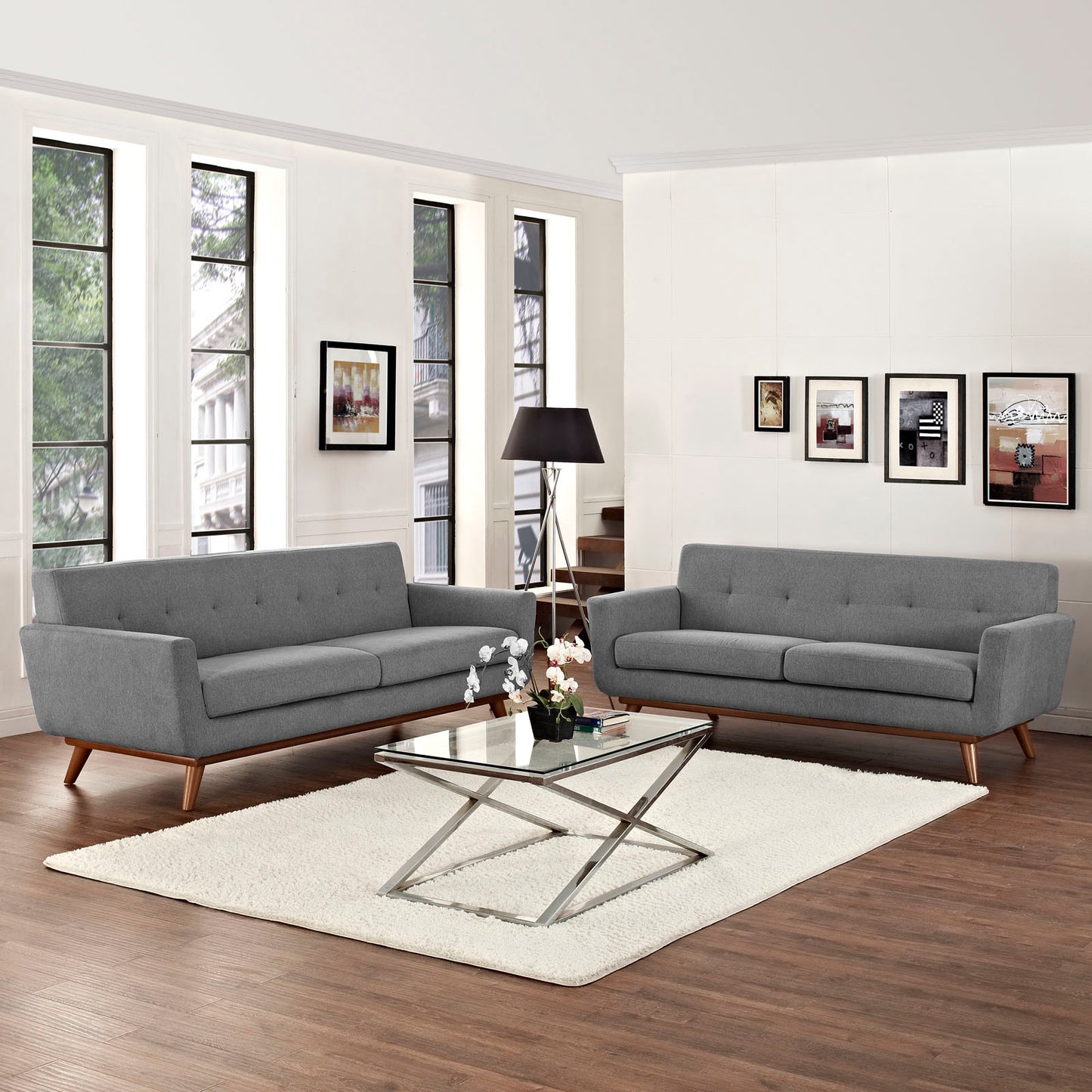 Engage Loveseat and Sofa Set of 2 by Modway EEI-1348-GRY