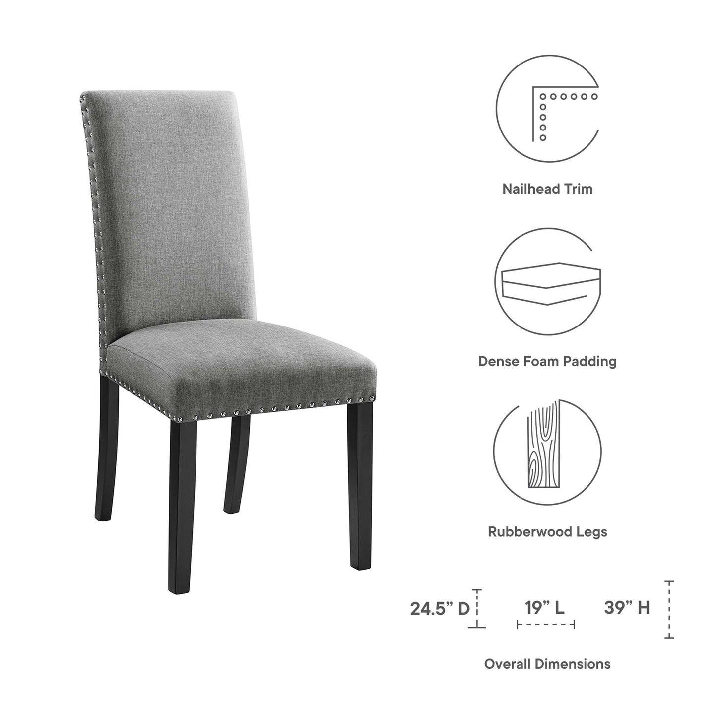Parcel Dining Upholstered Fabric Side Chair by Modway EEI-1384-LGR