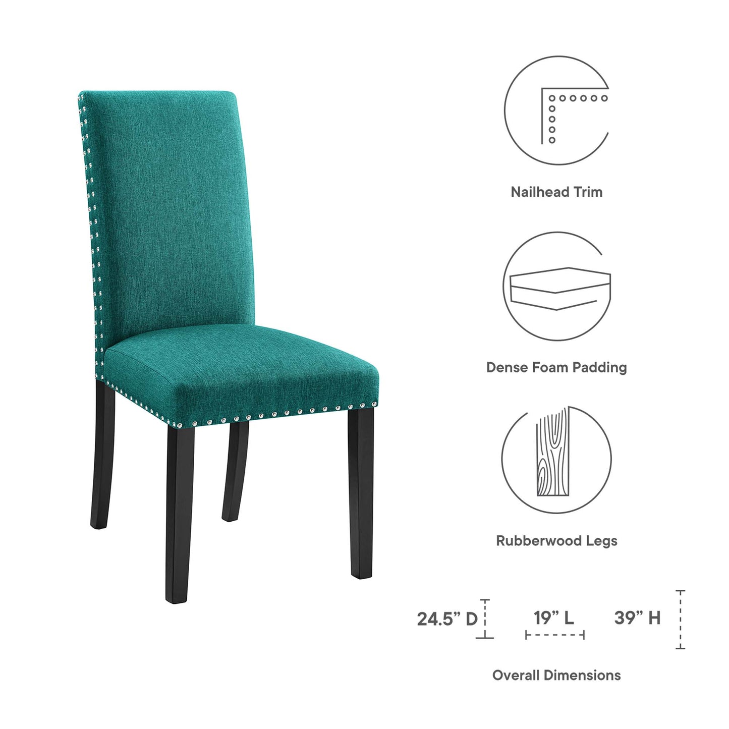 Parcel Dining Upholstered Fabric Side Chair by Modway EEI-1384-TEA