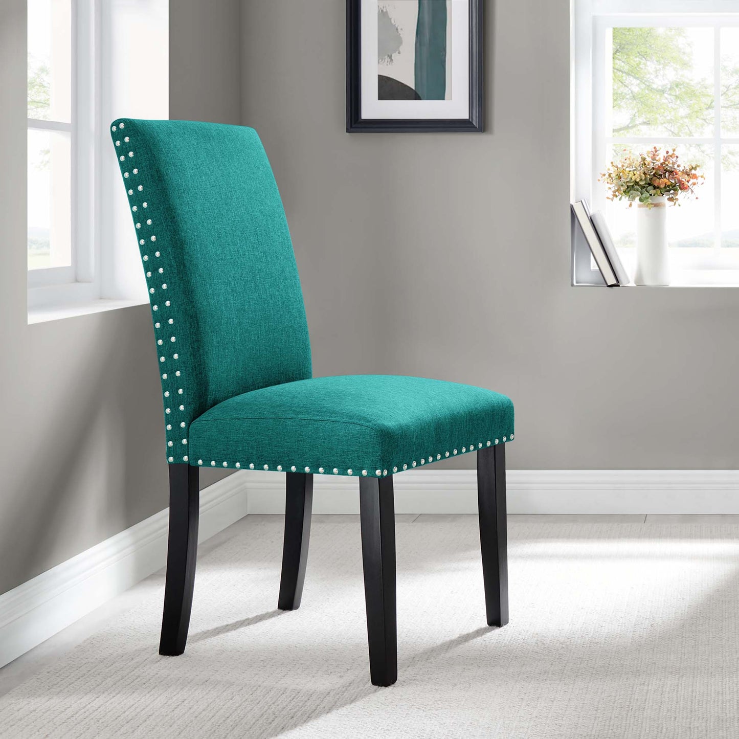 Parcel Dining Upholstered Fabric Side Chair by Modway EEI-1384-TEA