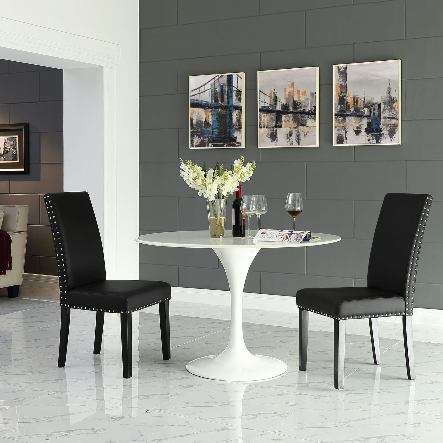 Parcel Dining Faux Leather Side Chair by Modway EEI-1491-BLK