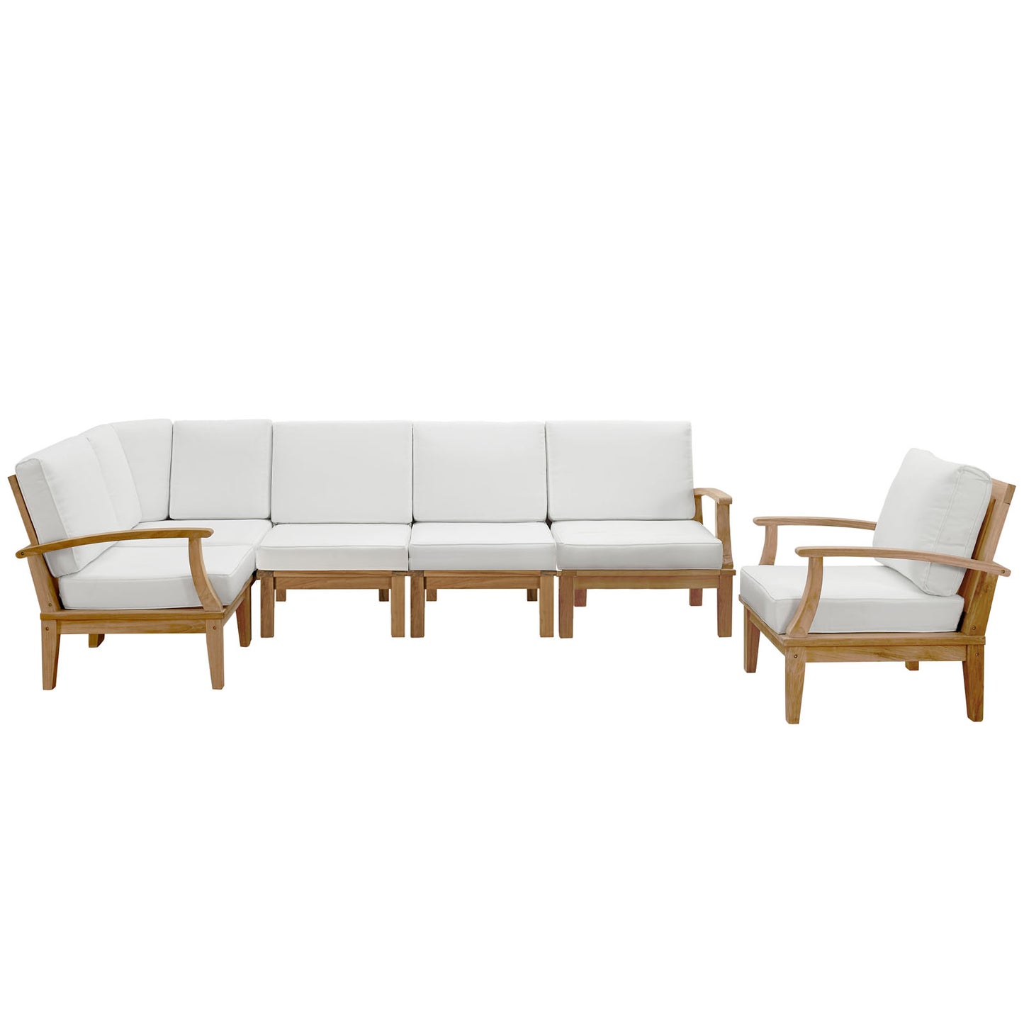 Marina 6 Piece Outdoor Patio Teak Set by Modway EEI-1816-NAT-WHI-SET