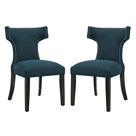 Curve Fabric Dining Side Chair Set of 2