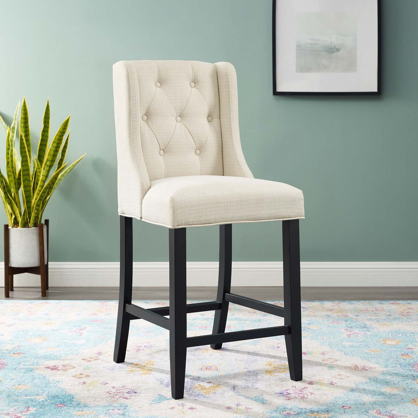Baronet Tufted Button Upholstered Fabric Counter Stool by Modway EEI-3739-BEI