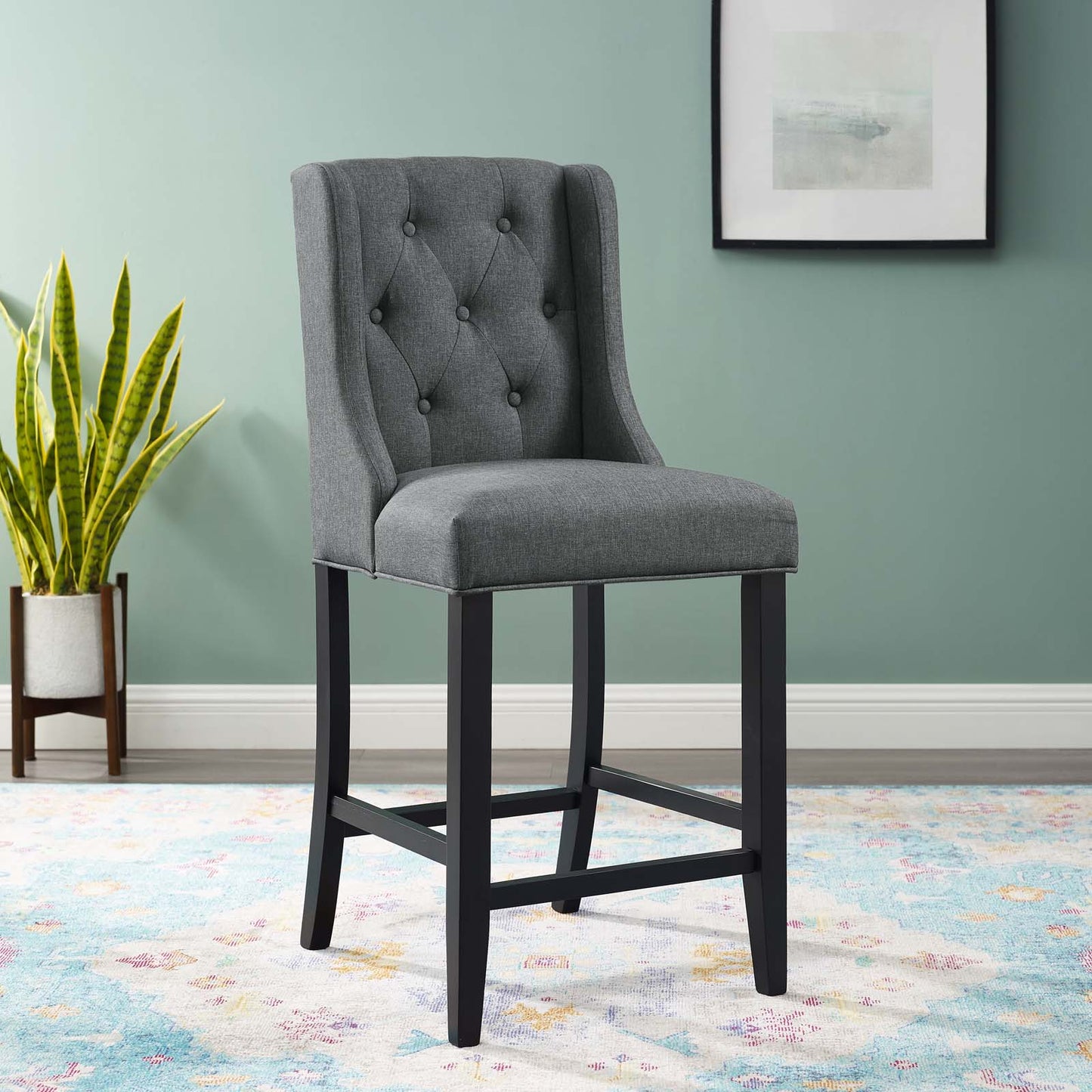 Baronet Tufted Button Upholstered Fabric Counter Stool by Modway EEI-3739-GRY