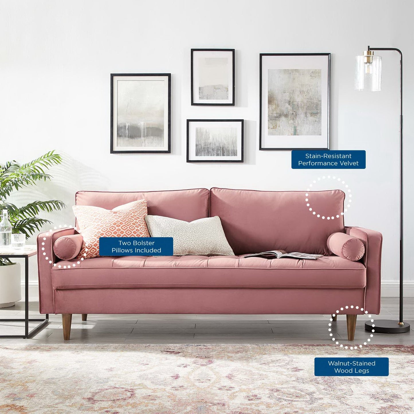 Valour Performance Velvet Sofa by Modway EEI-3764-DUS