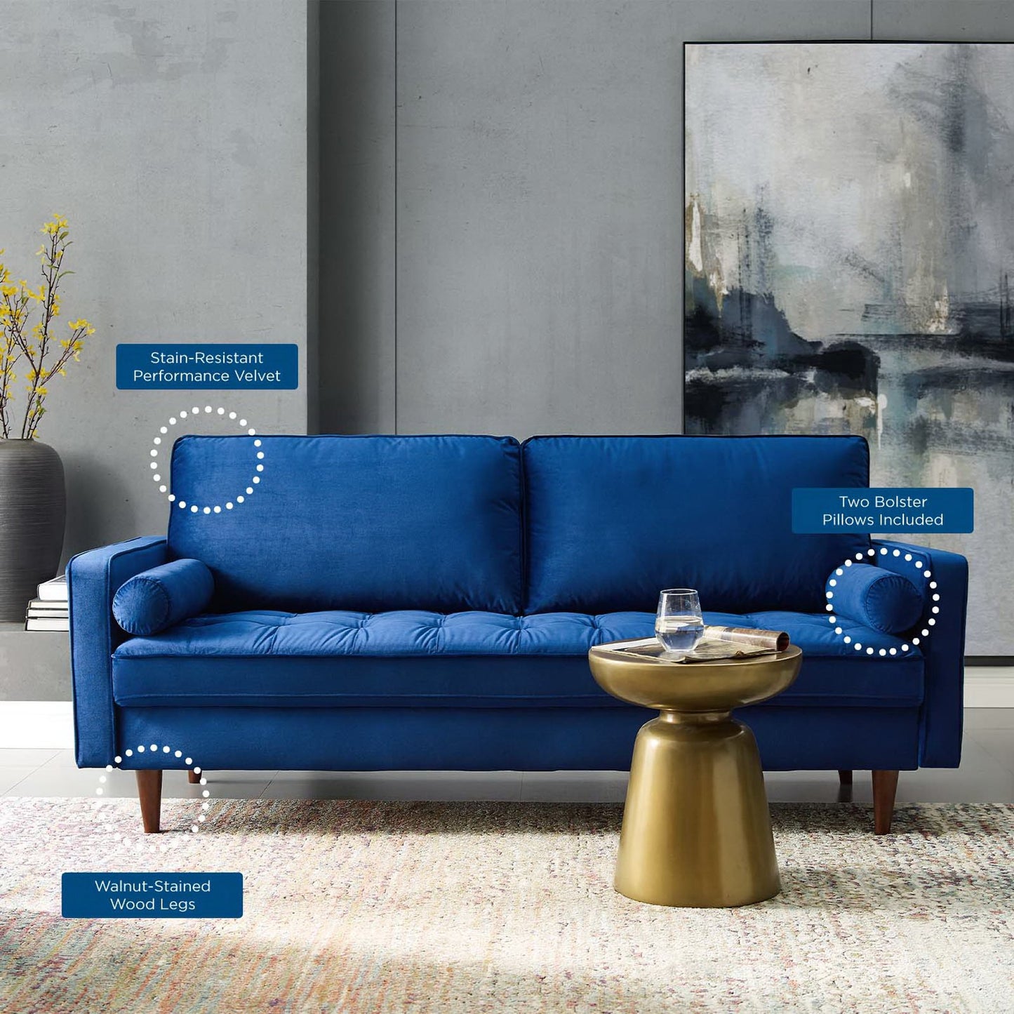 Valour Performance Velvet Sofa by Modway EEI-3764-NAV