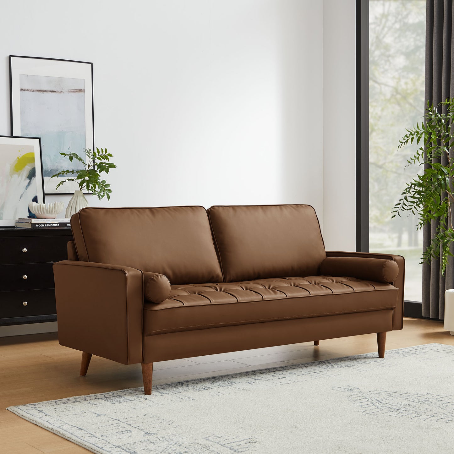 Valour Tufted Vegan Leather Sofa by Modway EEI-3765-BRN