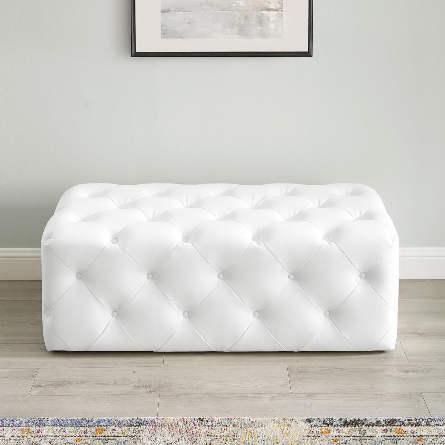 Amour 48" Tufted Button Entryway Faux Leather Bench by Modway EEI-3767-WHI
