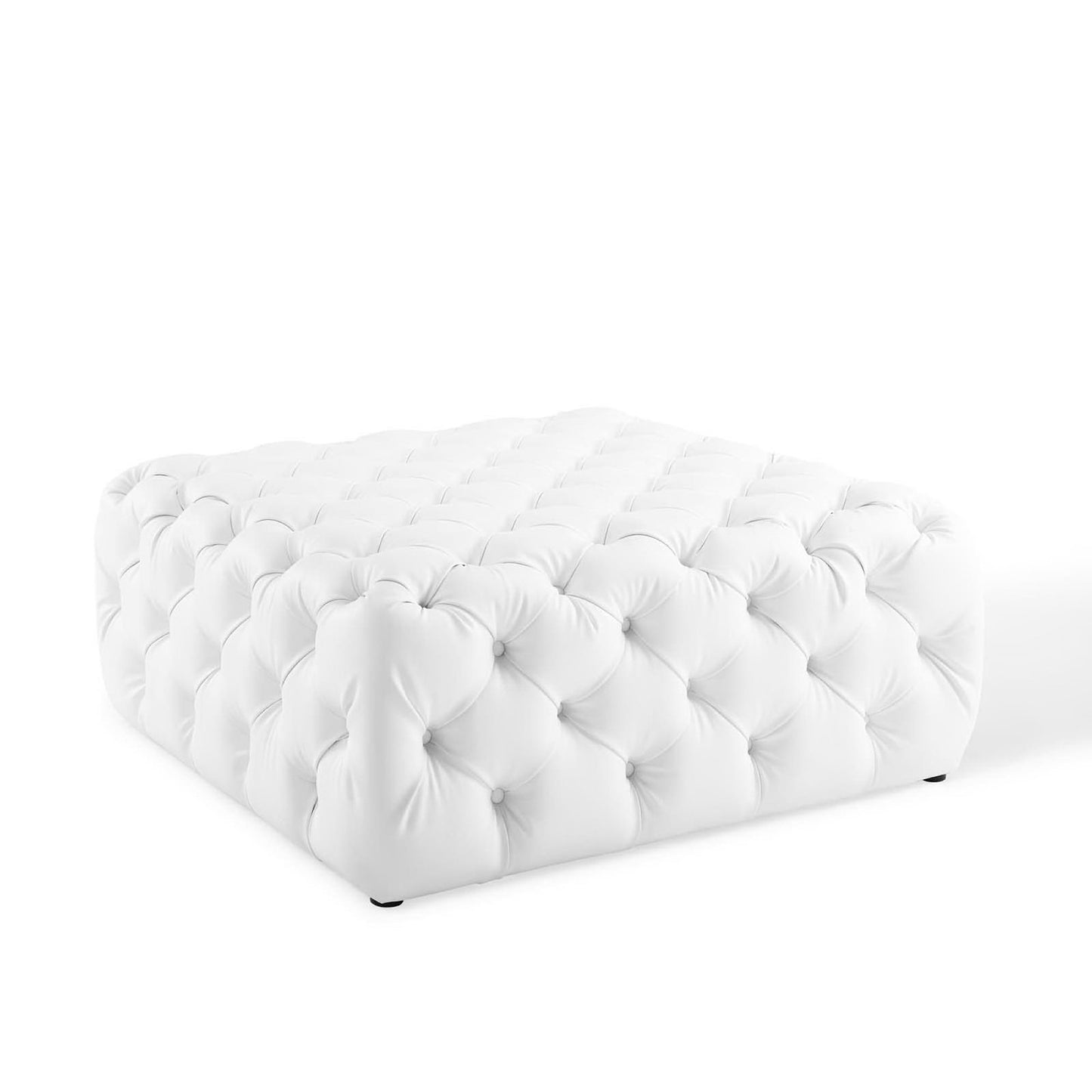 Amour Tufted Button Large Square Faux Leather Ottoman by Modway EEI-3773-WHI