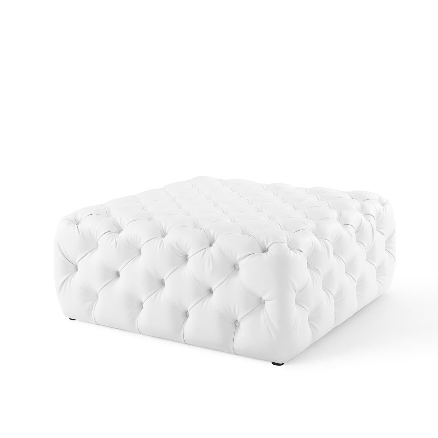 Amour Tufted Button Large Square Faux Leather Ottoman by Modway EEI-3773-WHI