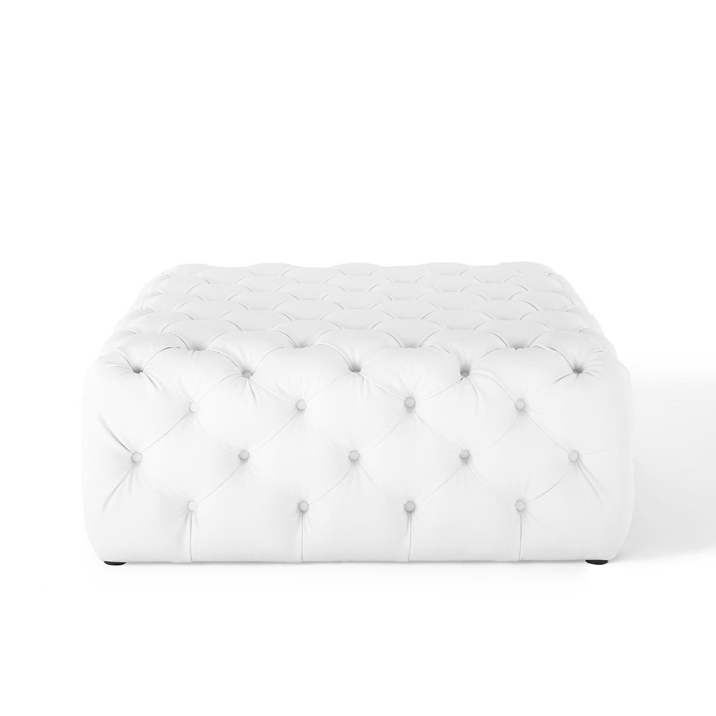 Amour Tufted Button Large Square Faux Leather Ottoman by Modway EEI-3773-WHI