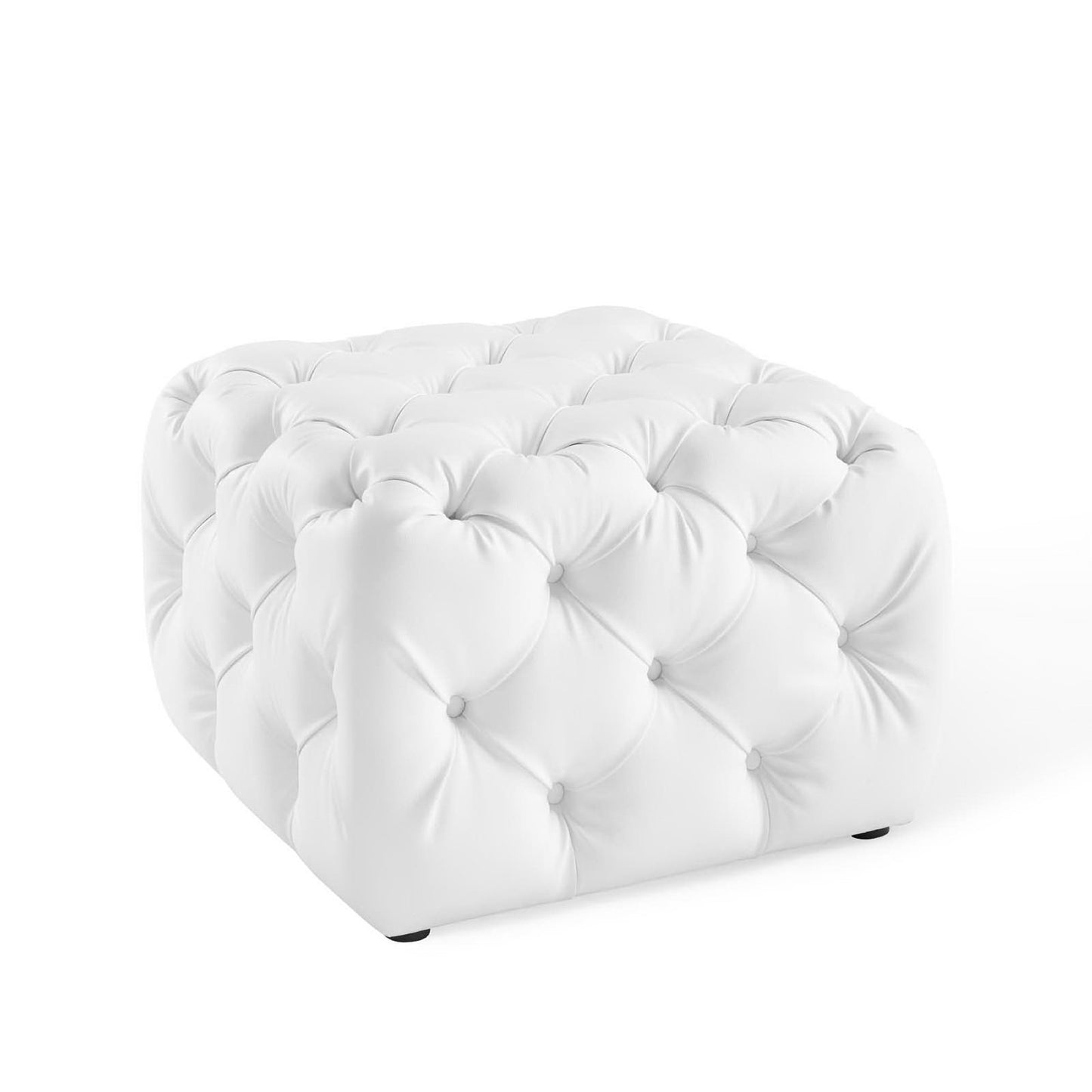 Amour Tufted Button Square Faux Leather Ottoman by Modway EEI-3775-WHI